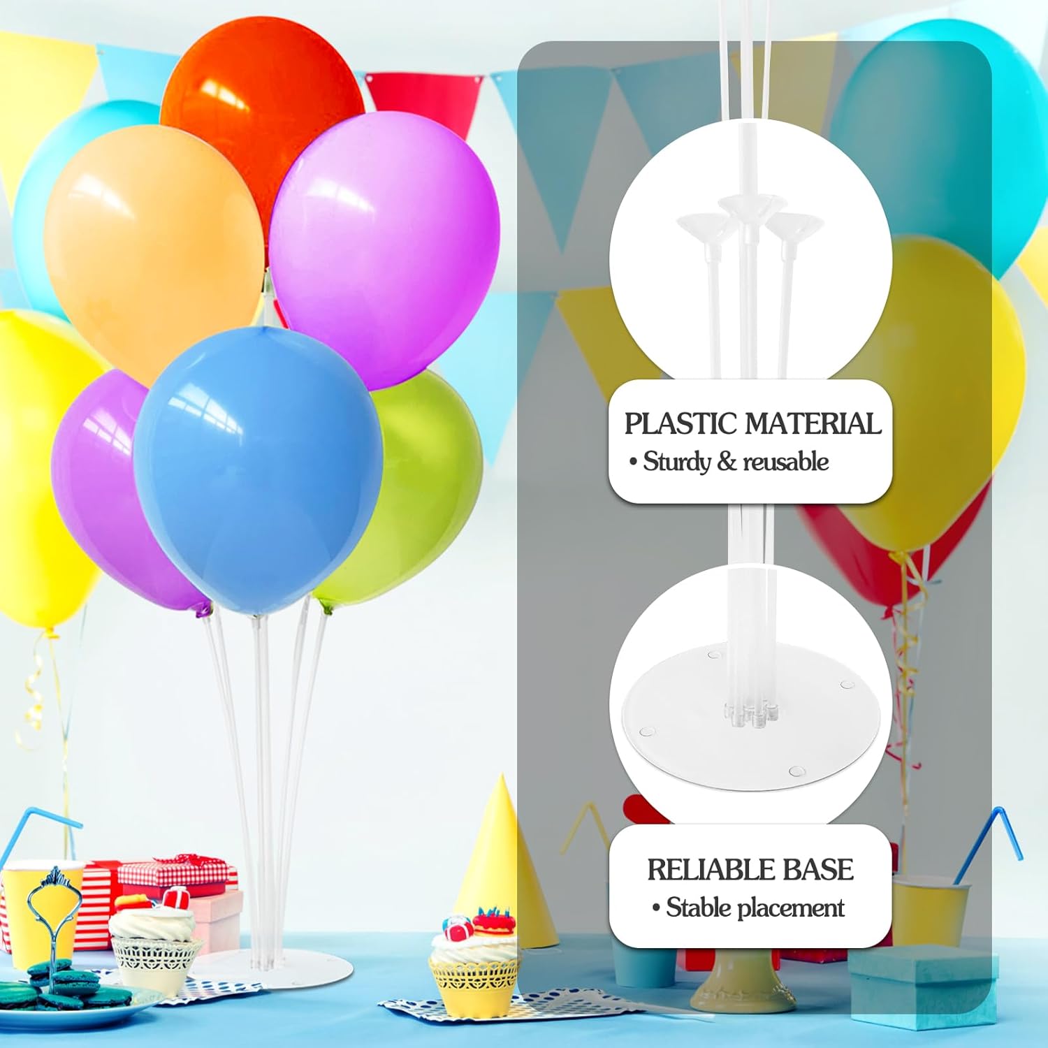 6 Sets Balloon Sticks with Base,Balloon Stand Kits,Balloon Stands with Base for Table Center Floor Birthday Wedding Party Decorations - Image 4