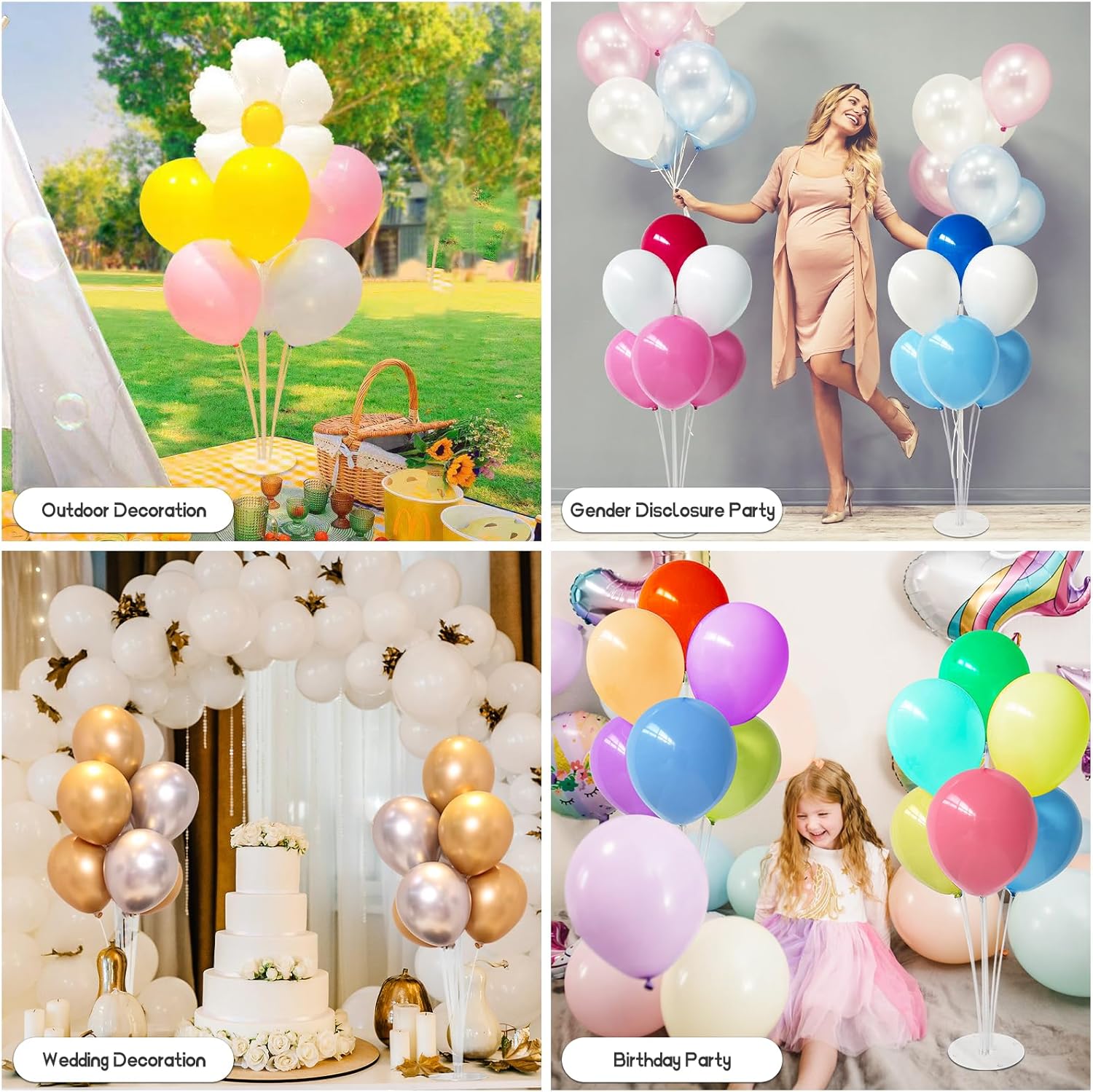 6 Sets Balloon Sticks with Base,Balloon Stand Kits,Balloon Stands with Base for Table Center Floor Birthday Wedding Party Decorations - Image 6