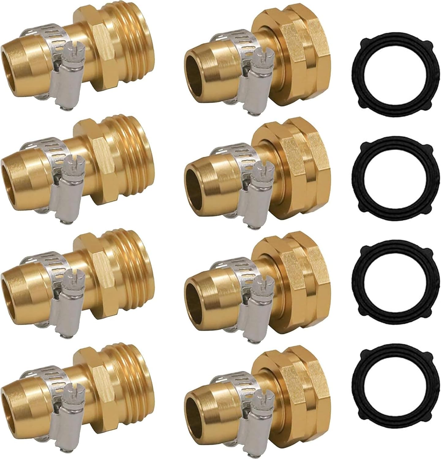 Garden Hose Repair Connector with Clamps, Fit for 3/4