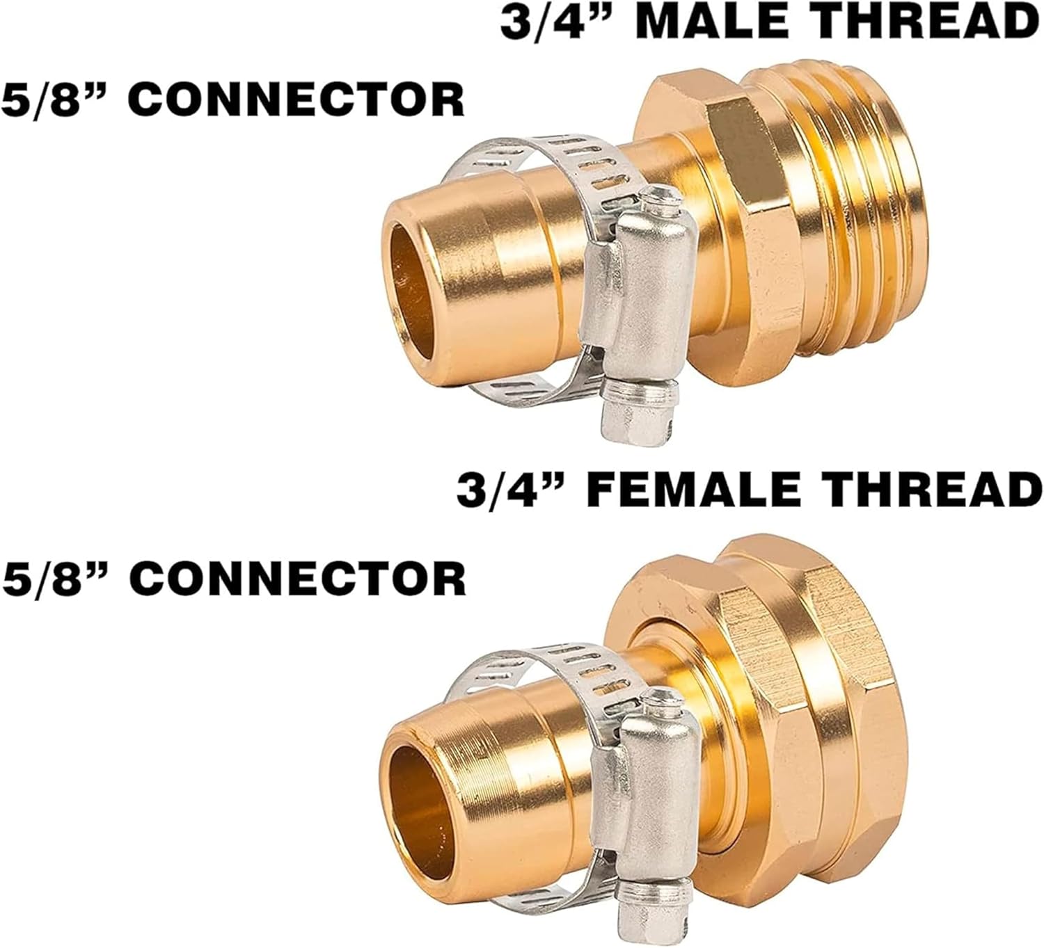 Garden Hose Repair Connector with Clamps, Fit for 3/4