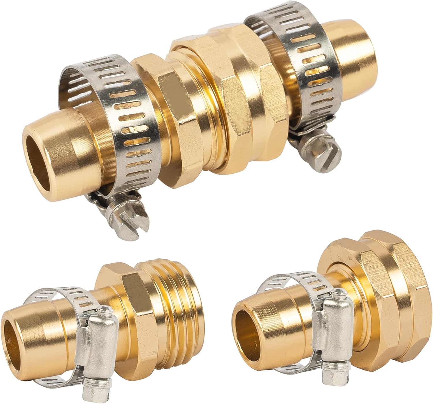 Garden Hose Repair Connector with Clamps, Fit for 3/4
