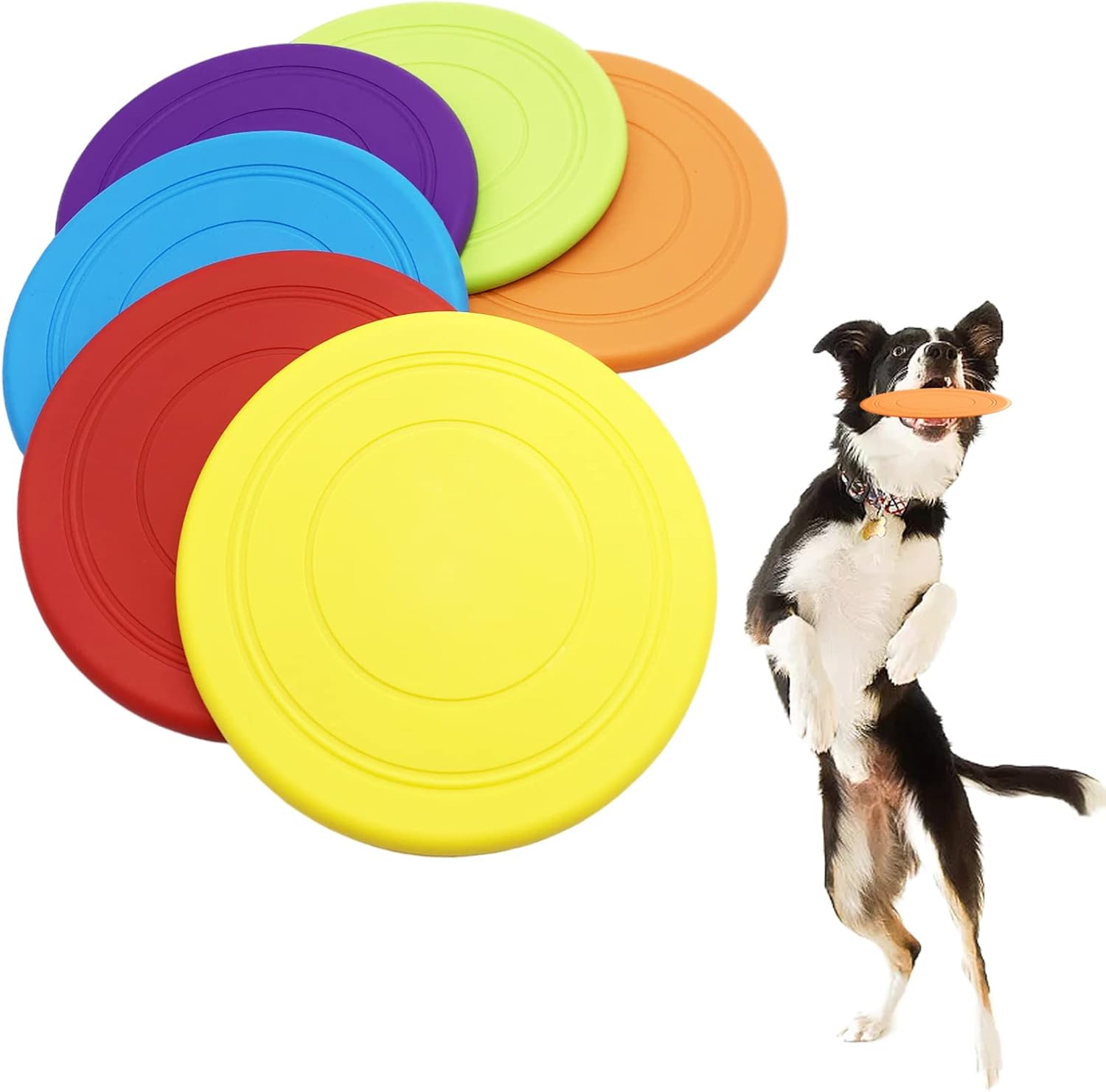 6 Pack Dog Flying Discs - Interactive, Soft Floating Saucer for Small, Medium Dogs - Safe on Teeth - Image 1