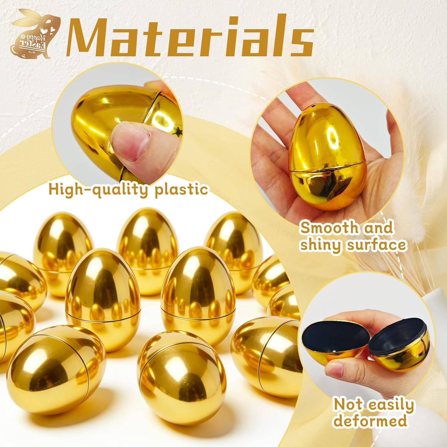 30 Pcs Gold Easter Eggs,2.3