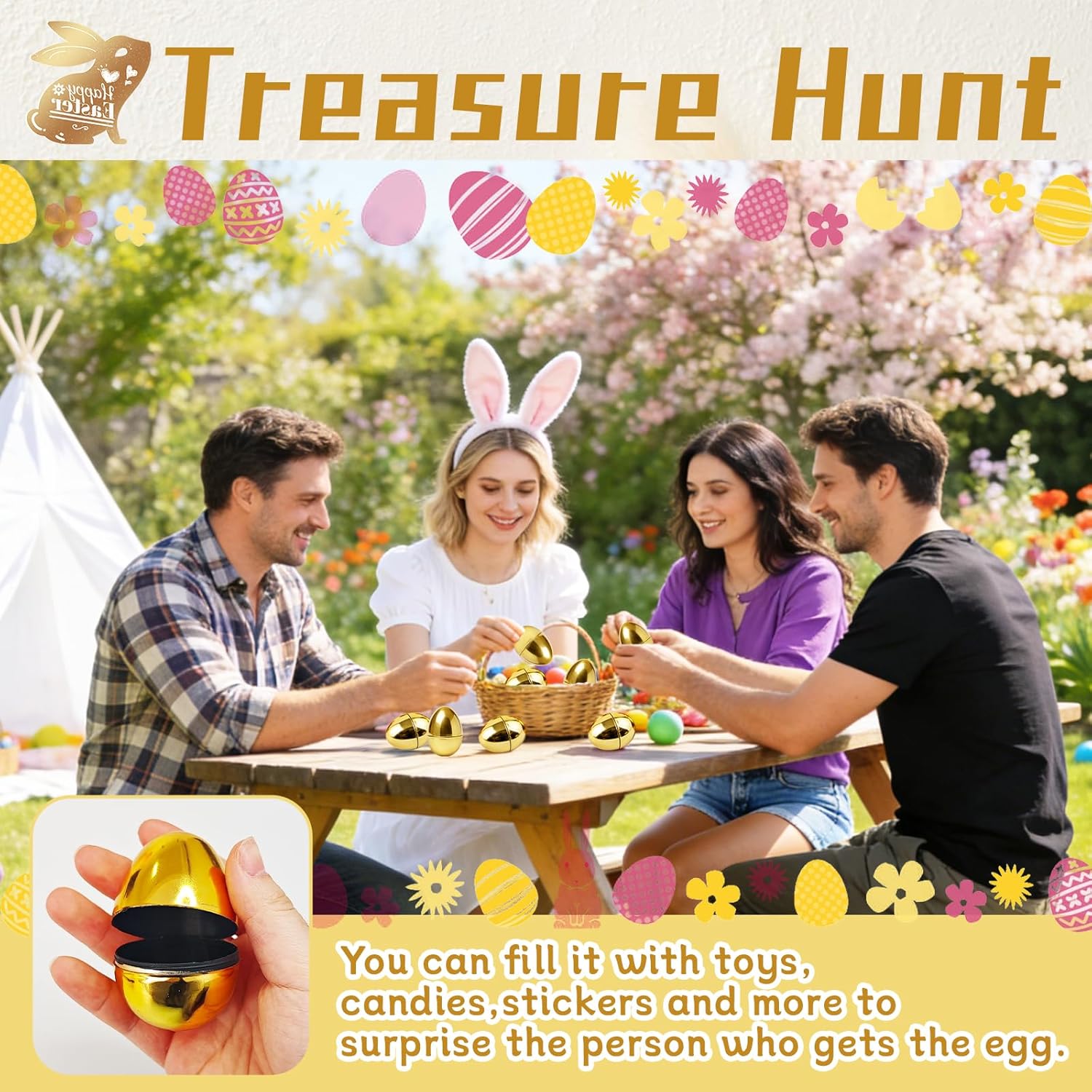 30 Pcs Gold Easter Eggs,2.3