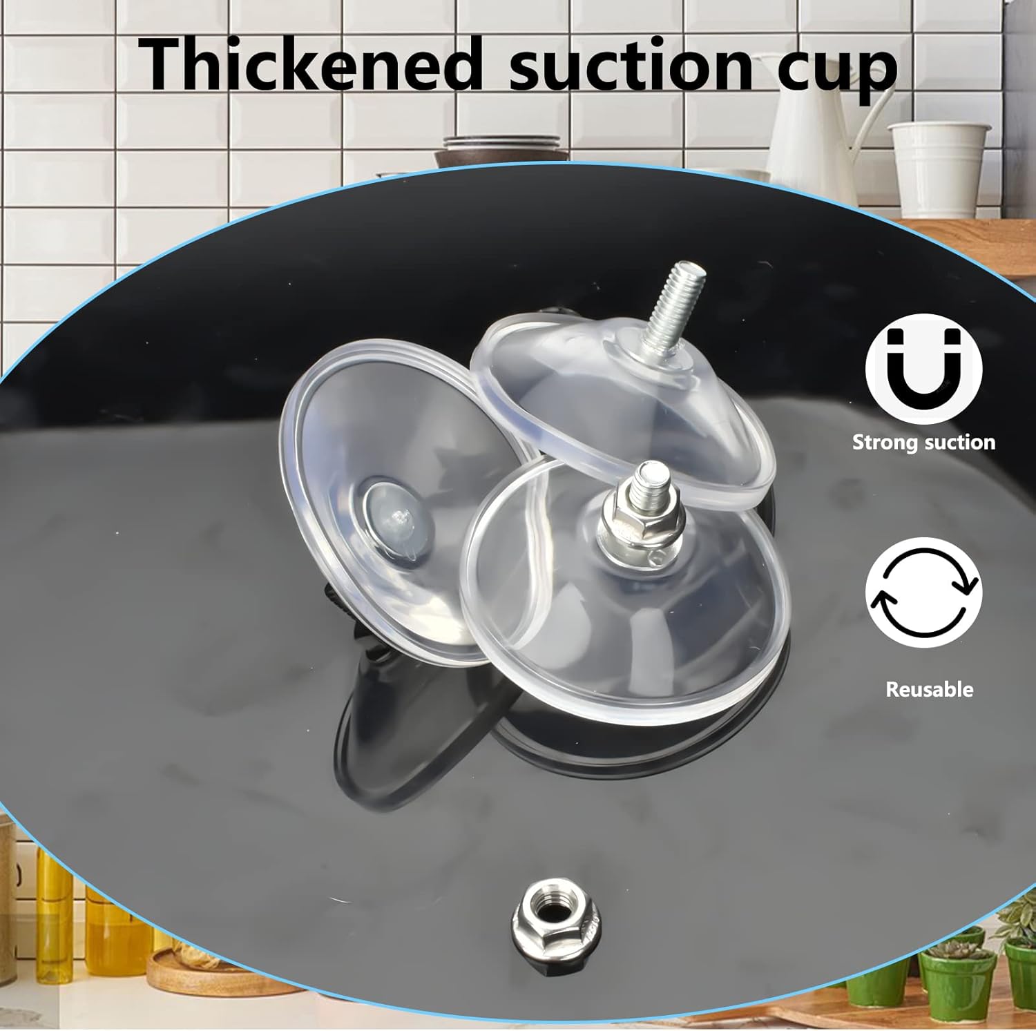 6 Pcs Strong Thickened Sucker Suction Cup Clear PVC Sucker Pads with M6 x 14 Thread Screw Extra Strong Adhesive Glass Suction Holder - Image 3