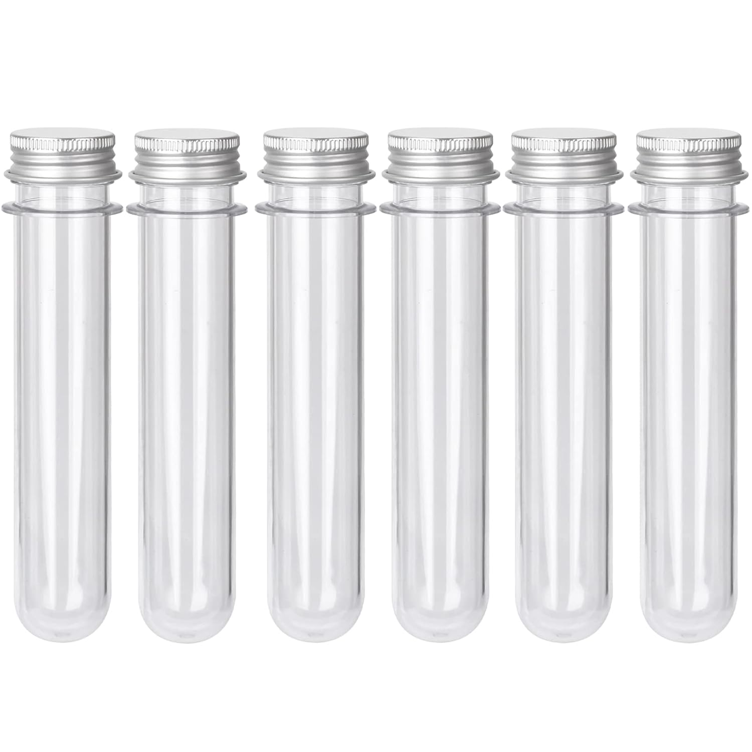 6PCS Plastic Test Tubes with Screw Caps 45ml Clear Tubes for Scientific Experiments, Party Decoration, Sample, Candy, Bath Salt, Storage - Image 1