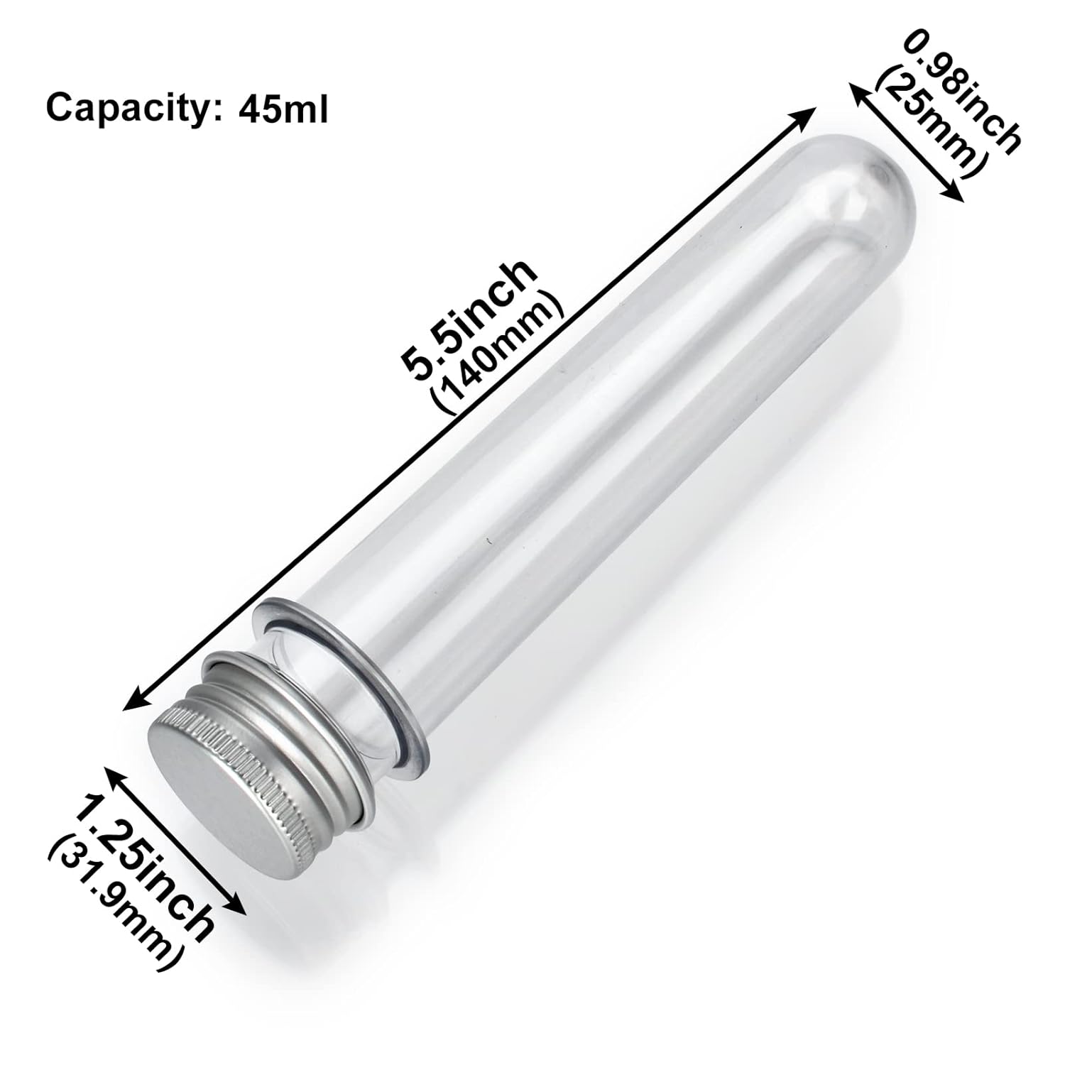 6PCS Plastic Test Tubes with Screw Caps 45ml Clear Tubes for Scientific Experiments, Party Decoration, Sample, Candy, Bath Salt, Storage - Image 2