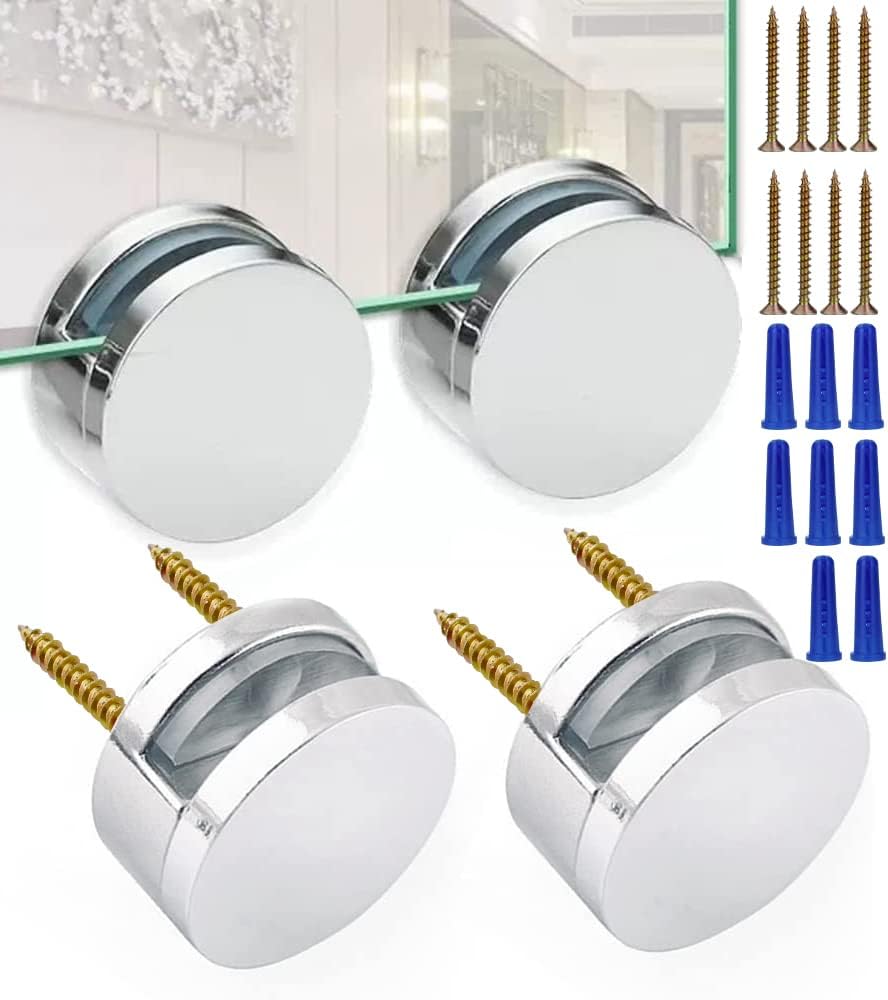 Upgraded 3-5mm Frameless Mirror Mounting Hardware 4 Pack Dual-Screw Fixing Mirror Mounting Kit with Heavy Duty Long Screws & Anchors - Image 1