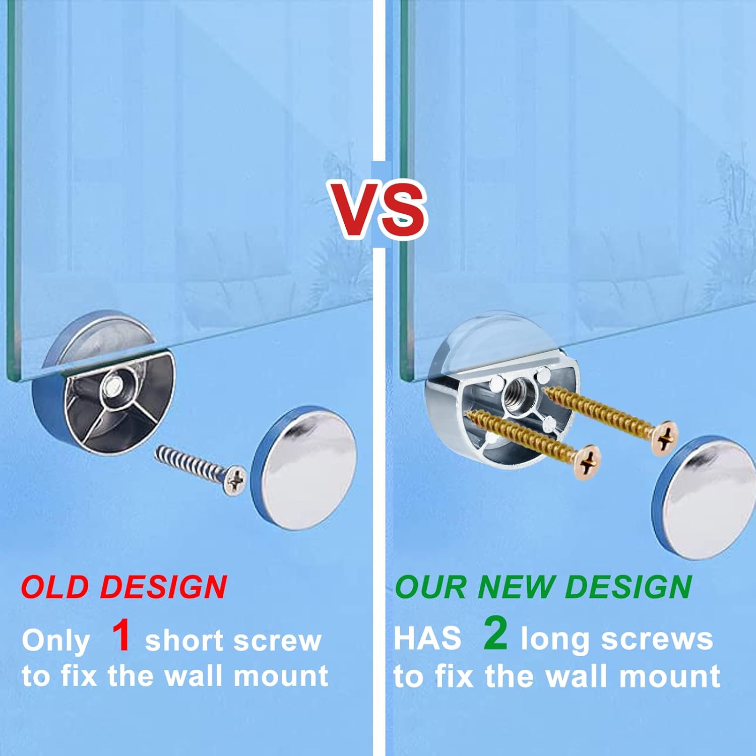 Upgraded 3-5mm Frameless Mirror Mounting Hardware 4 Pack Dual-Screw Fixing Mirror Mounting Kit with Heavy Duty Long Screws & Anchors - Image 2