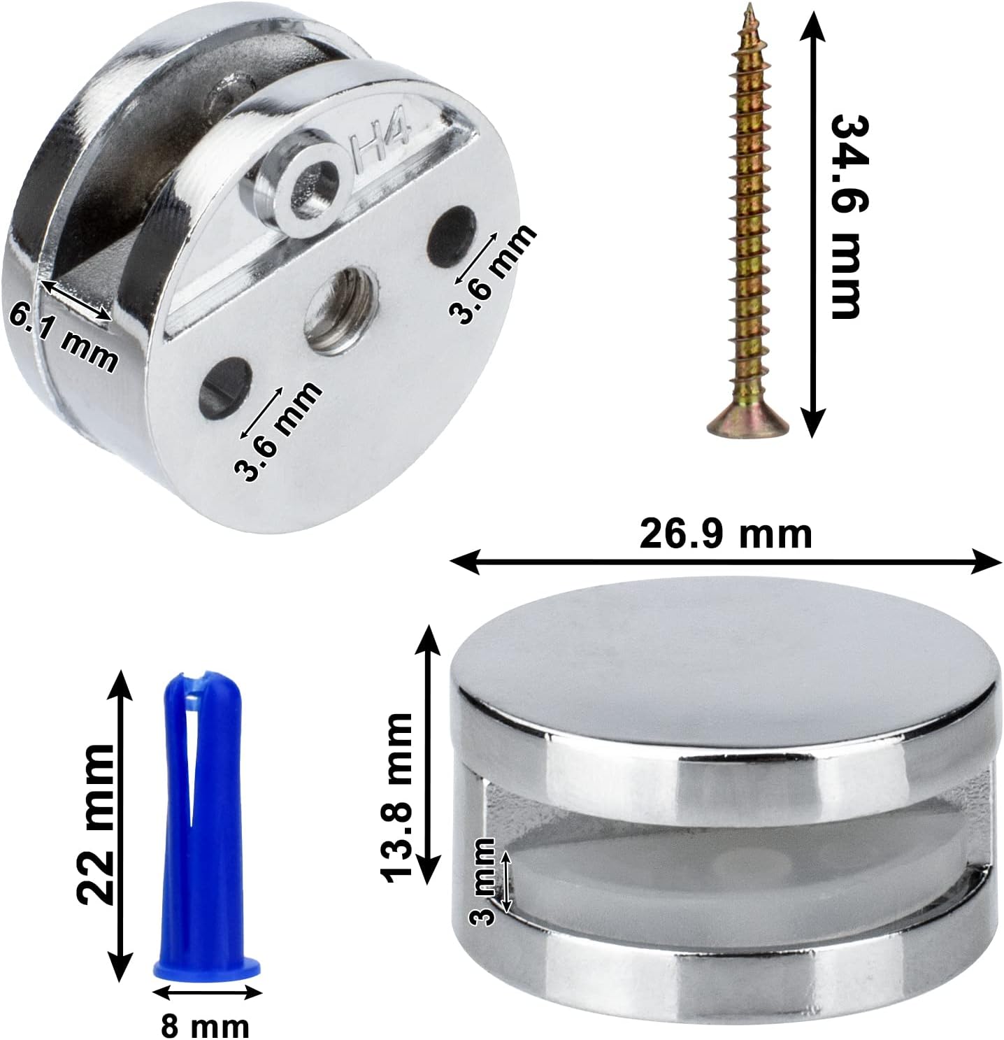 Upgraded 3-5mm Frameless Mirror Mounting Hardware 4 Pack Dual-Screw Fixing Mirror Mounting Kit with Heavy Duty Long Screws & Anchors - Image 5