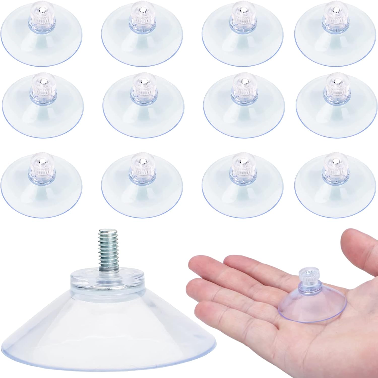 40 mm Glass Suction Pads Clear PVC Sucker Pads Suction Holder Without Hooks for Bathroom Wall Door Glass Window Car Shade (Clear, 12pcs) - Image 1