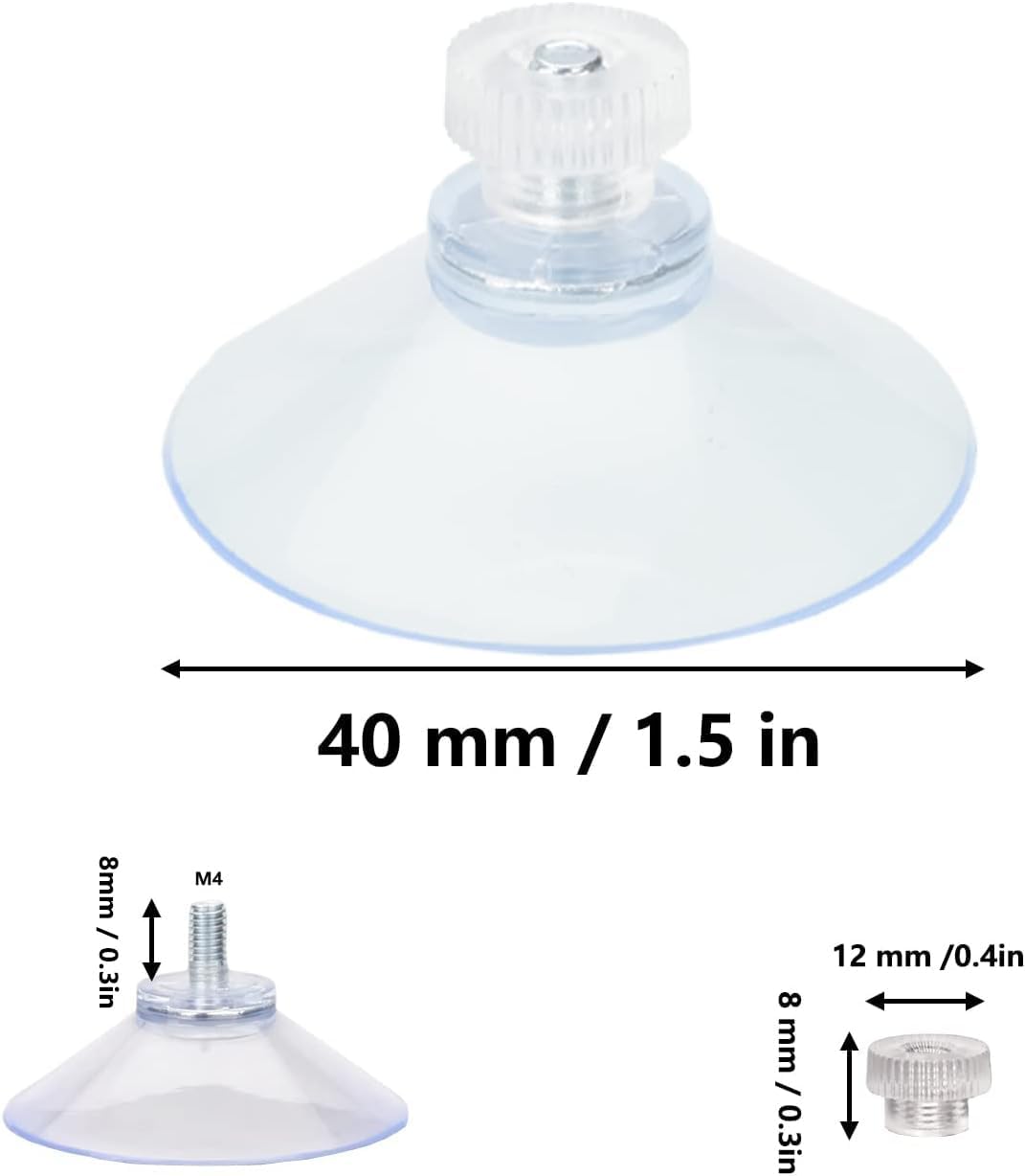 40 mm Glass Suction Pads Clear PVC Sucker Pads Suction Holder Without Hooks for Bathroom Wall Door Glass Window Car Shade (Clear, 12pcs) - Image 2