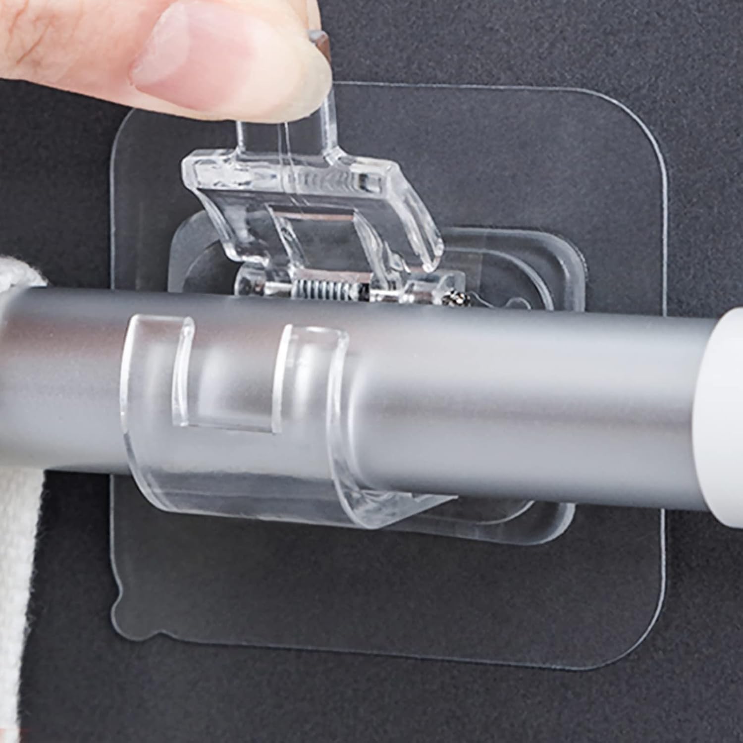 4PCS No Drill Curtain Rod Brackets, Self Adhesive Curtain Rod Holder Hooks, Nail Free Adjustable Curtain Rod Hooks Curtain Hangers Wall Mount Holder for Bathroom Kitchen Home Bathroom & Hotel - Image 3