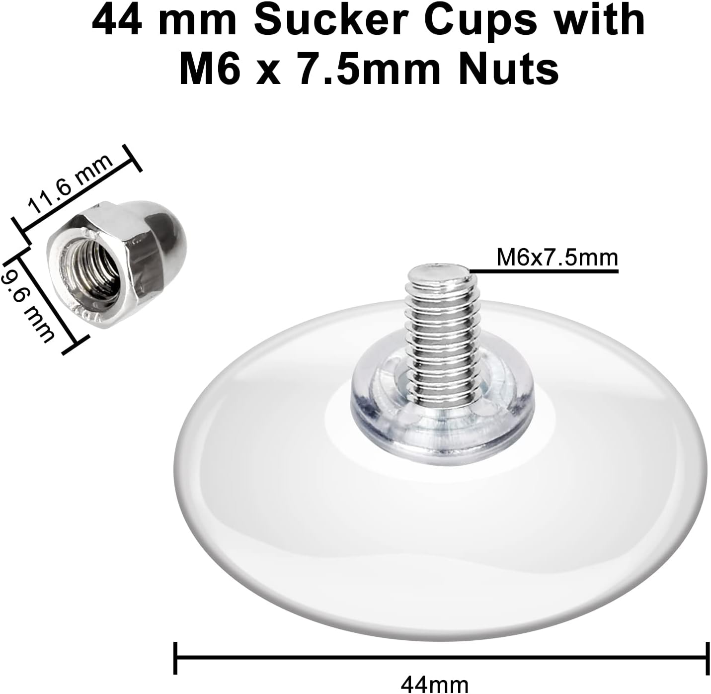 Storage Hook - 12 Pack Suction Cups with Screws, Extra Strong Adhesive, Rust Resistant, for Glass, Wall, Door, Bathroom, Kitchen, Outdoor, 1.7