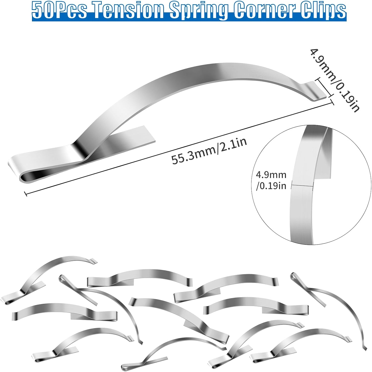 50Pcs Corner Mount Flat Window Spring Window Screen Tension Spring Corner Clips Stainless Steel Window Screen Clips to Prevent Screen Windows Shaking - Image 2