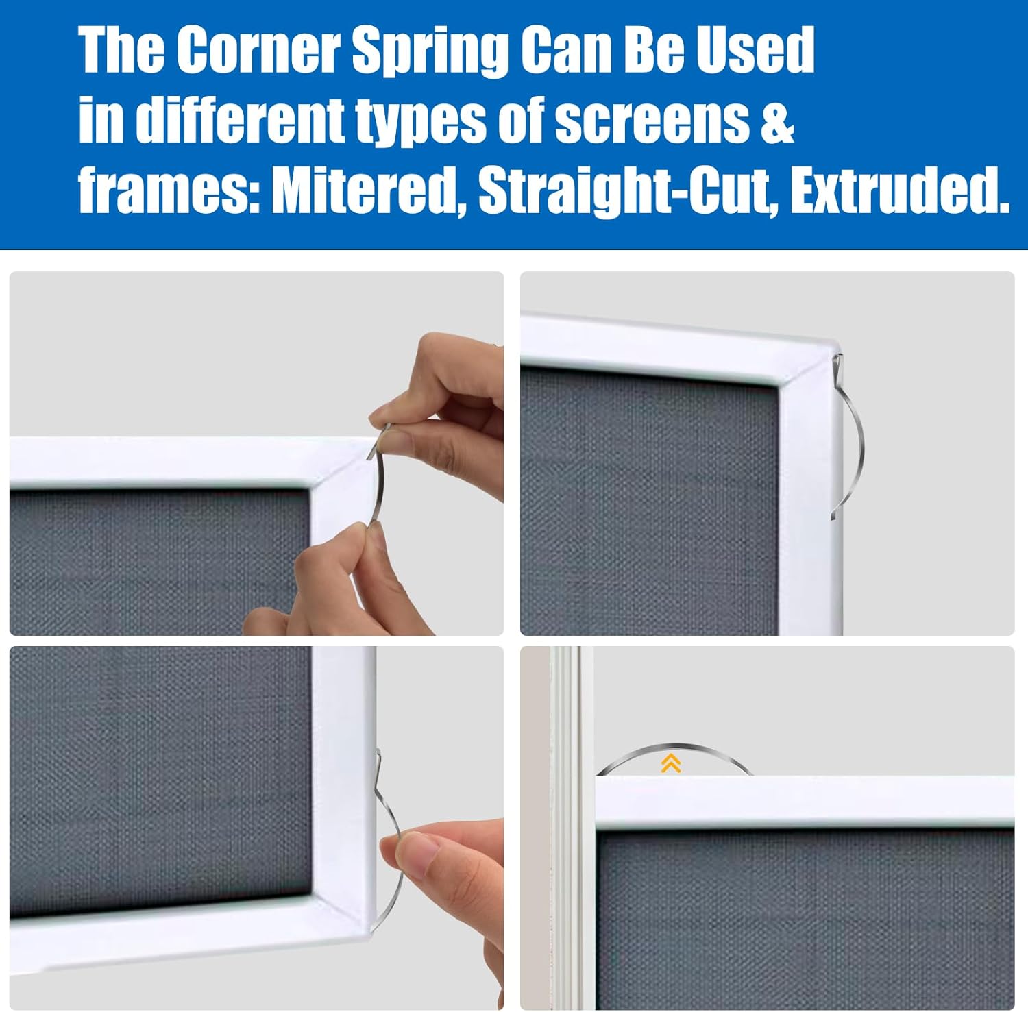 50Pcs Corner Mount Flat Window Spring Window Screen Tension Spring Corner Clips Stainless Steel Window Screen Clips to Prevent Screen Windows Shaking - Image 3