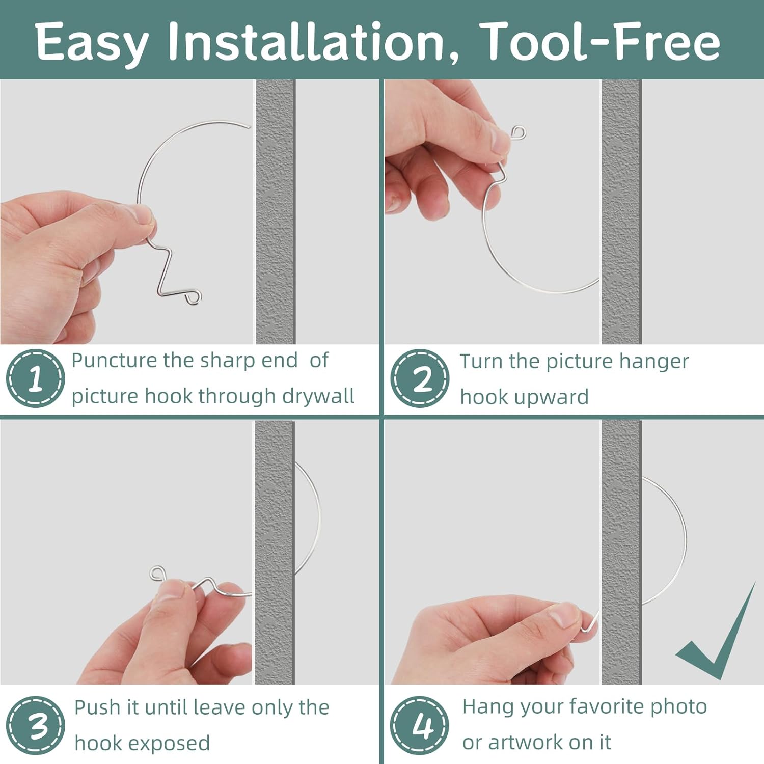 30Pcs Picture Hanger Hooks Super Hooks for Hanging Drywall Picture Hanging Hooks Heavy Duty Wall Hooks for Hanging Pictures, Photos, Frames, Planters, Art, Clock - Image 4