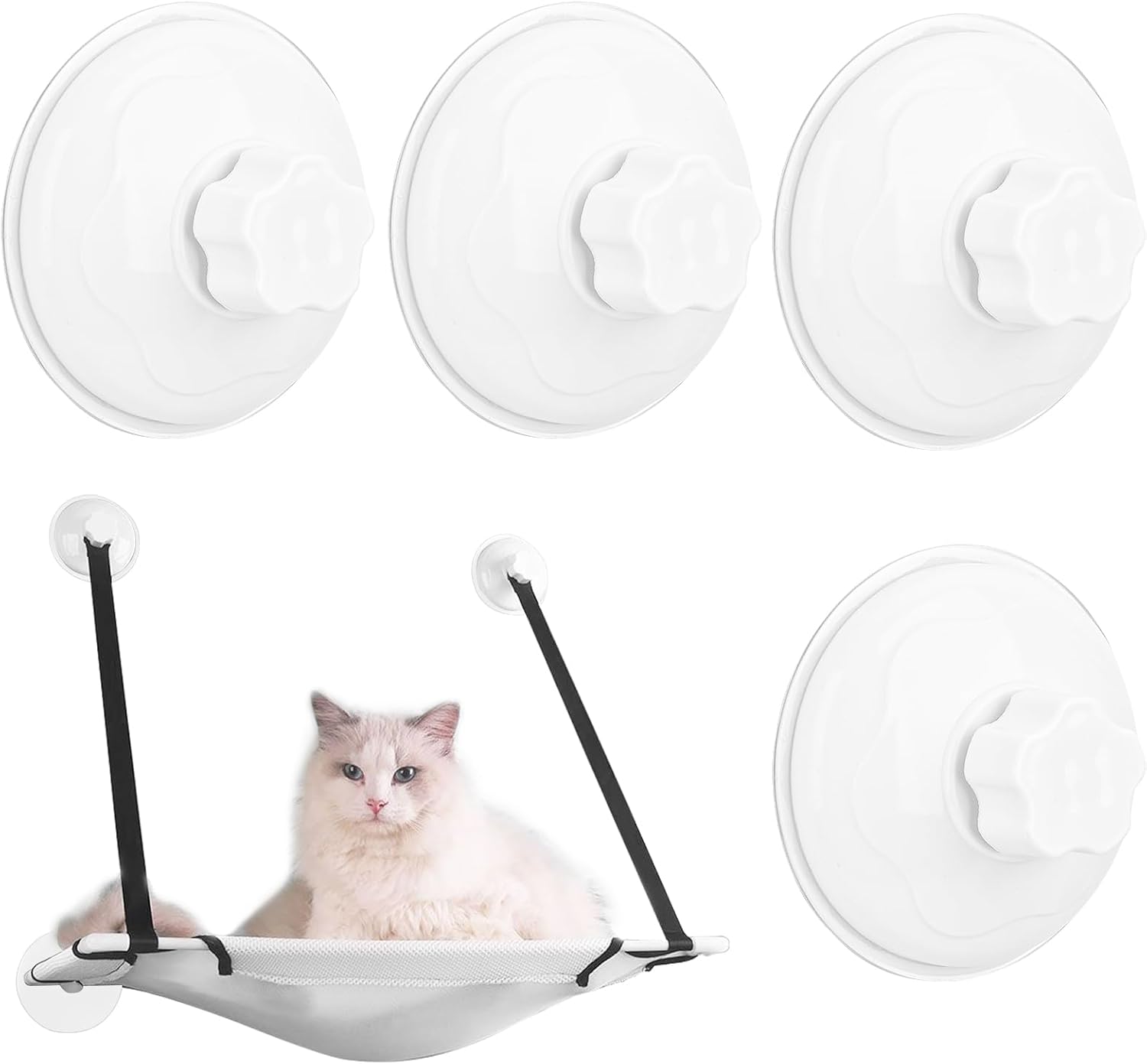 Thick Suction Cup Cat Perches 4Pcs Cat Hammock Replacement Screw Suction Cups for Window Seat - Image 1