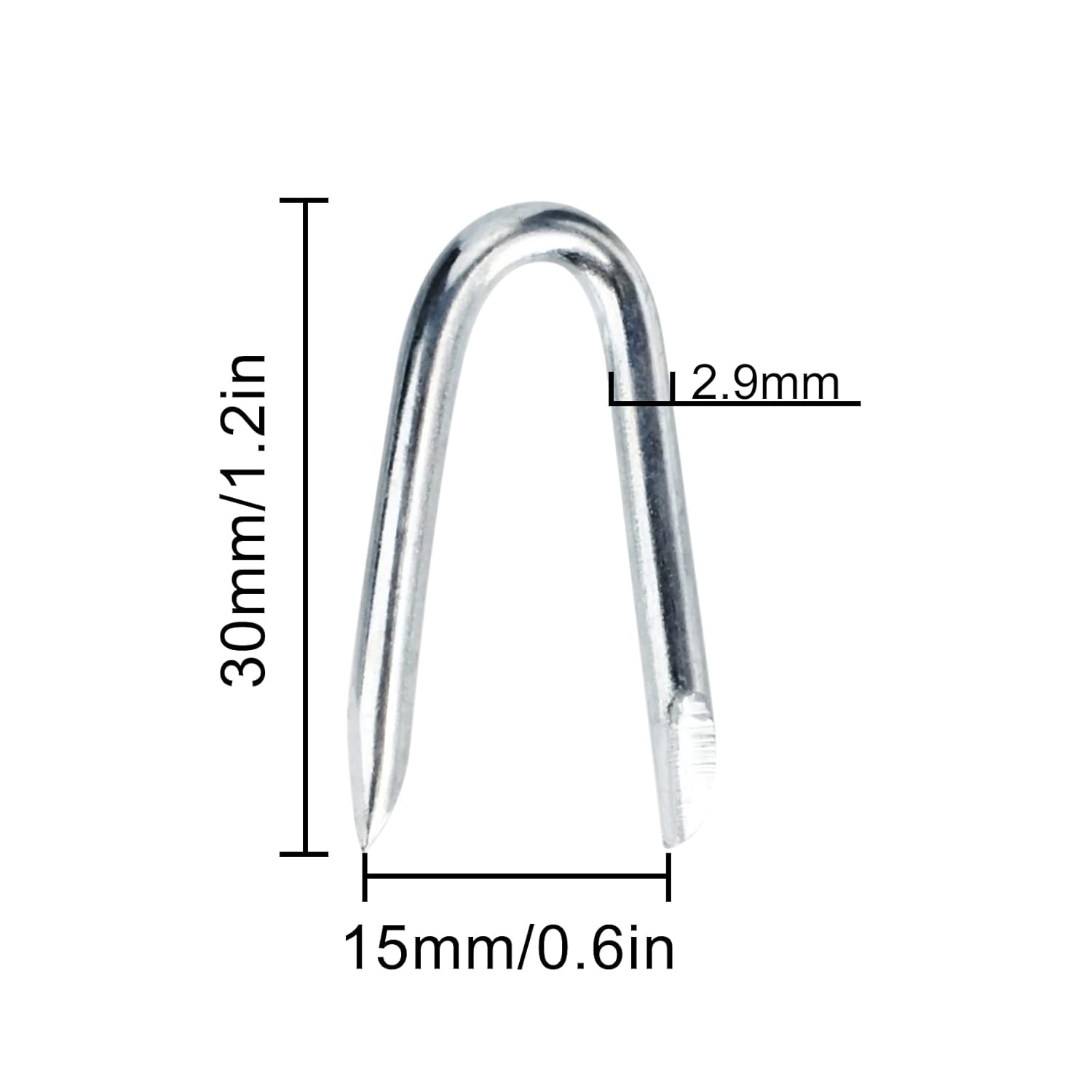 Steel Wire Fencing Staples 50Pcs Galvanized U Shaped Nails 1-1/4'' for Wire Mesh & Woven Fencing, Fence Post - Image 2