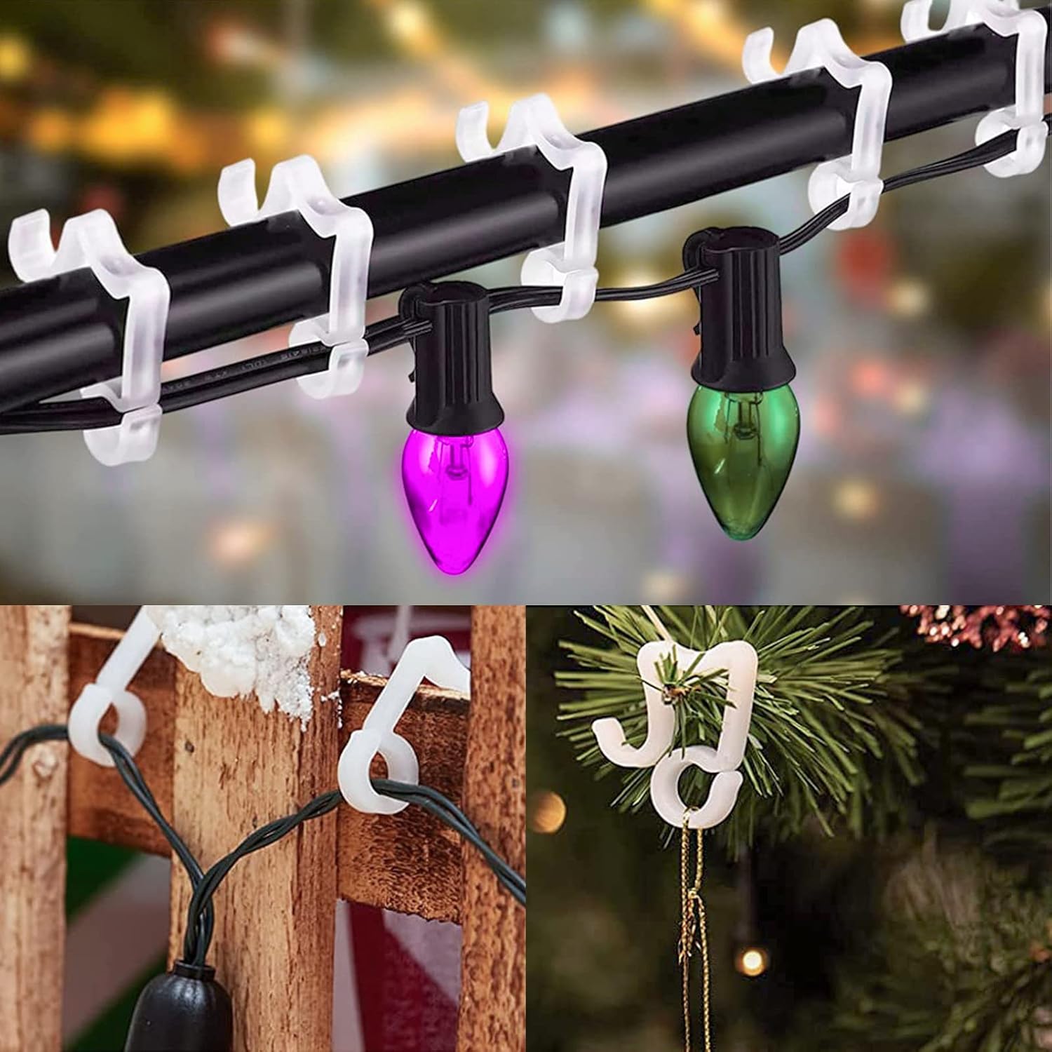100 Pcs Outdoor Light Clips Hooks for Outdoor String Lights Gutter Clips for Hanging Christmas Village Accessories - Image 5