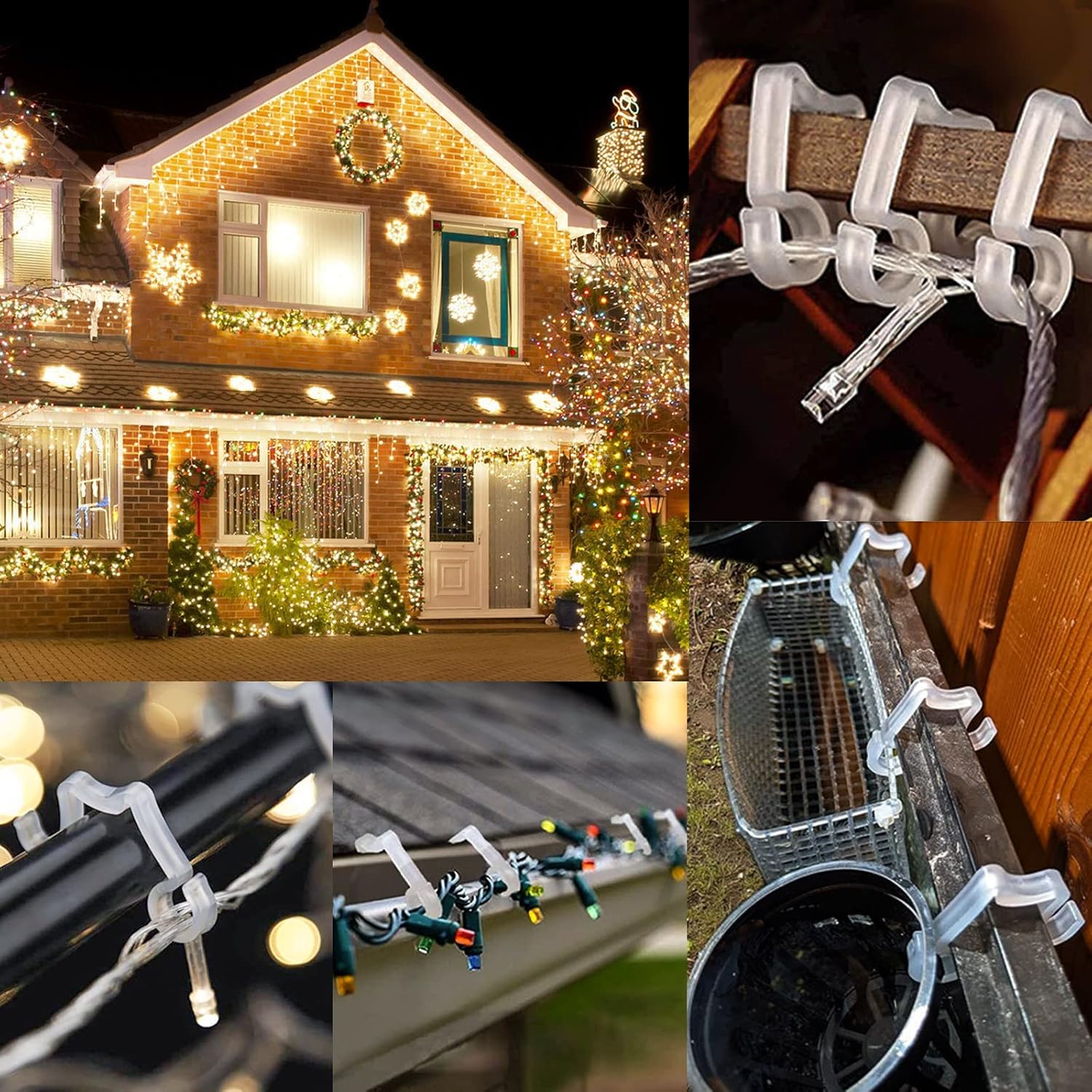 100 Pcs Outdoor Light Clips Hooks for Outdoor String Lights Gutter Clips for Hanging Christmas Village Accessories - Image 6