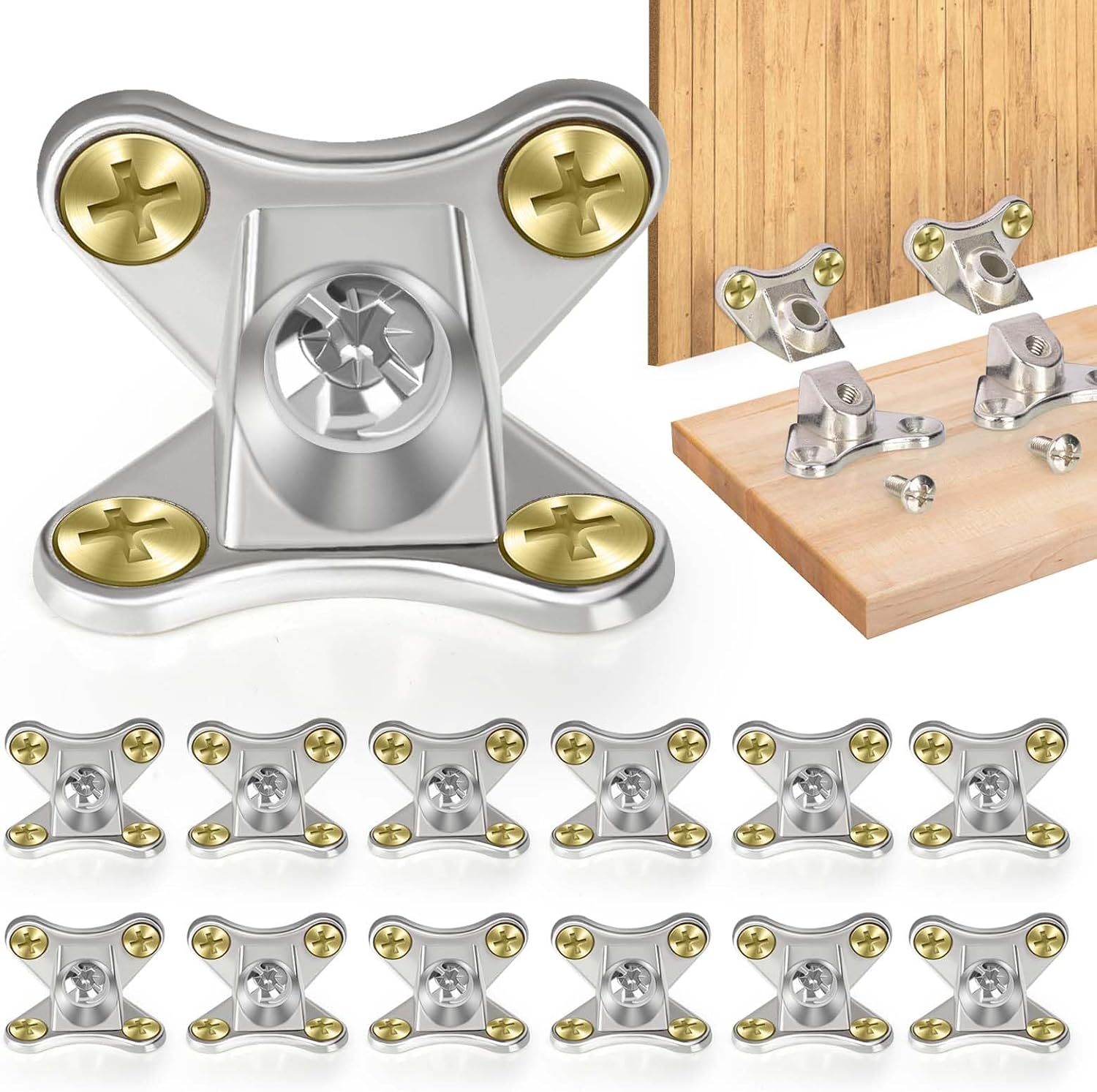 12 Pack L Bracket Detachable Corner Brace Removable Butterfly Corner Brace Heavy Duty Right Angle Corner Brace for Wood Furniture Cabinet Shelves Table Chair Bed - Image 1