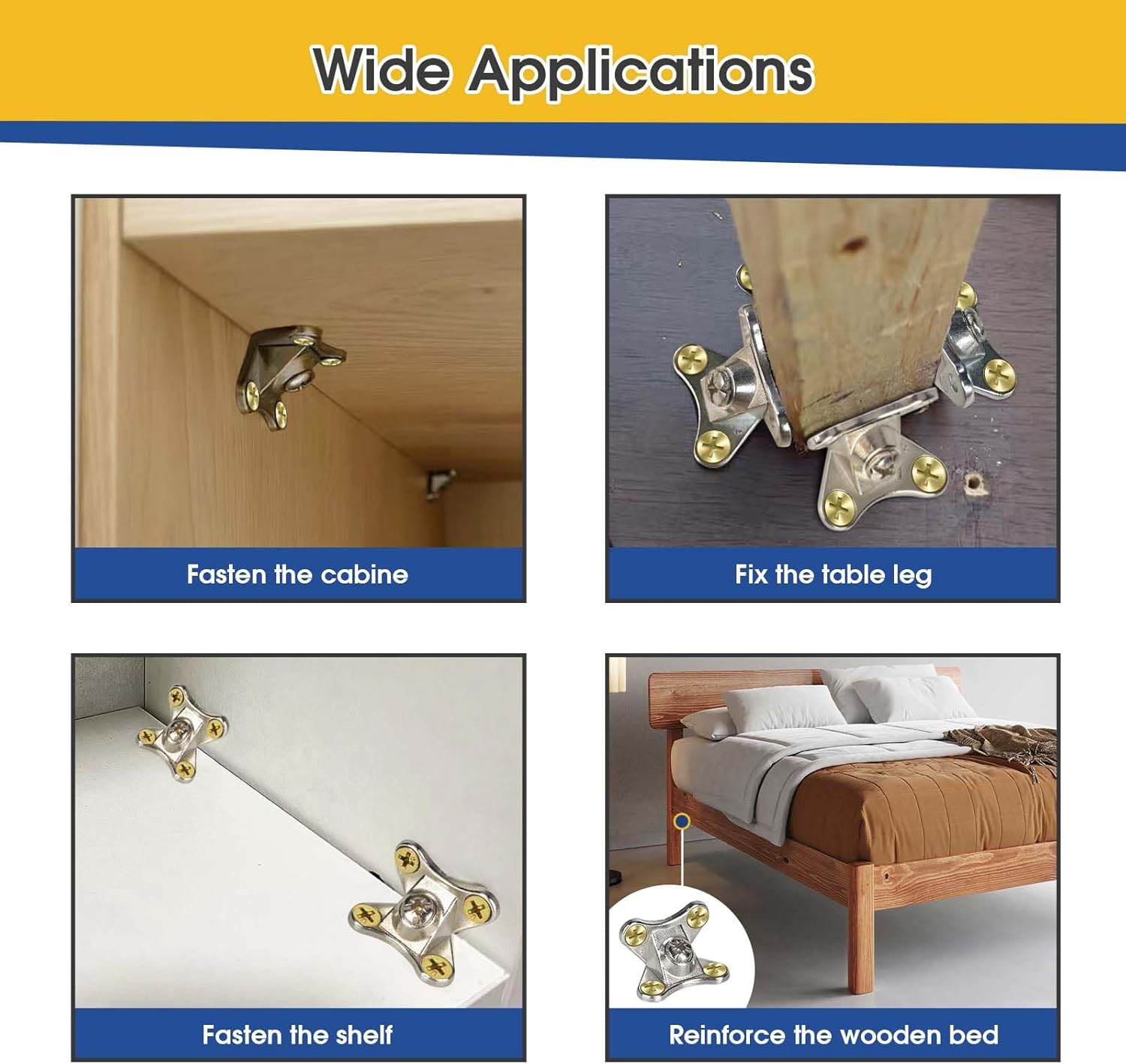 12 Pack L Bracket Detachable Corner Brace Removable Butterfly Corner Brace Heavy Duty Right Angle Corner Brace for Wood Furniture Cabinet Shelves Table Chair Bed - Image 7