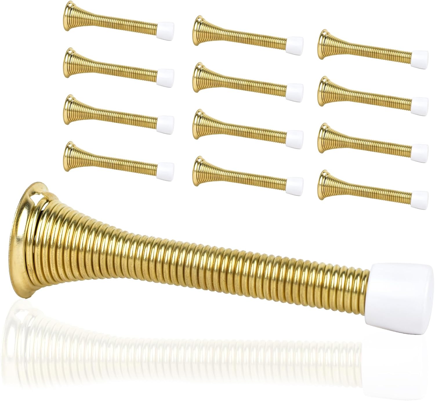 Spring Door Stoppers, 12 Pack Door Stops Wall Protector, Doorstops for Inside Door with 6 Rubber Bumper (Gold) - Image 1