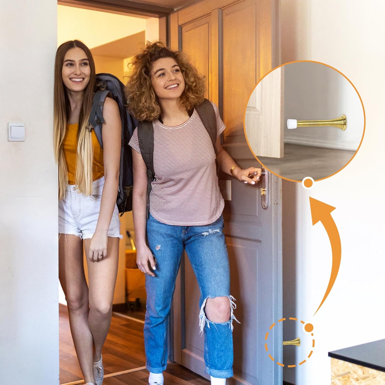 Spring Door Stoppers, 12 Pack Door Stops Wall Protector, Doorstops for Inside Door with 6 Rubber Bumper (Gold) - Image 6