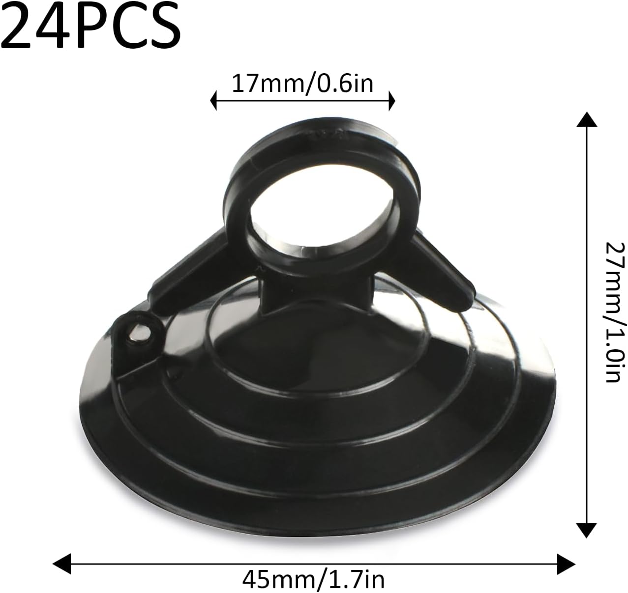 Suction Cups with Loops 24Pcs Window Suckers with Ring Car Glass Windshield Sunshade Suction Cups Aquarium Heater Suction Cups Glass Suction Pads for Seasonal Xmas Decorations (Black) - Image 2