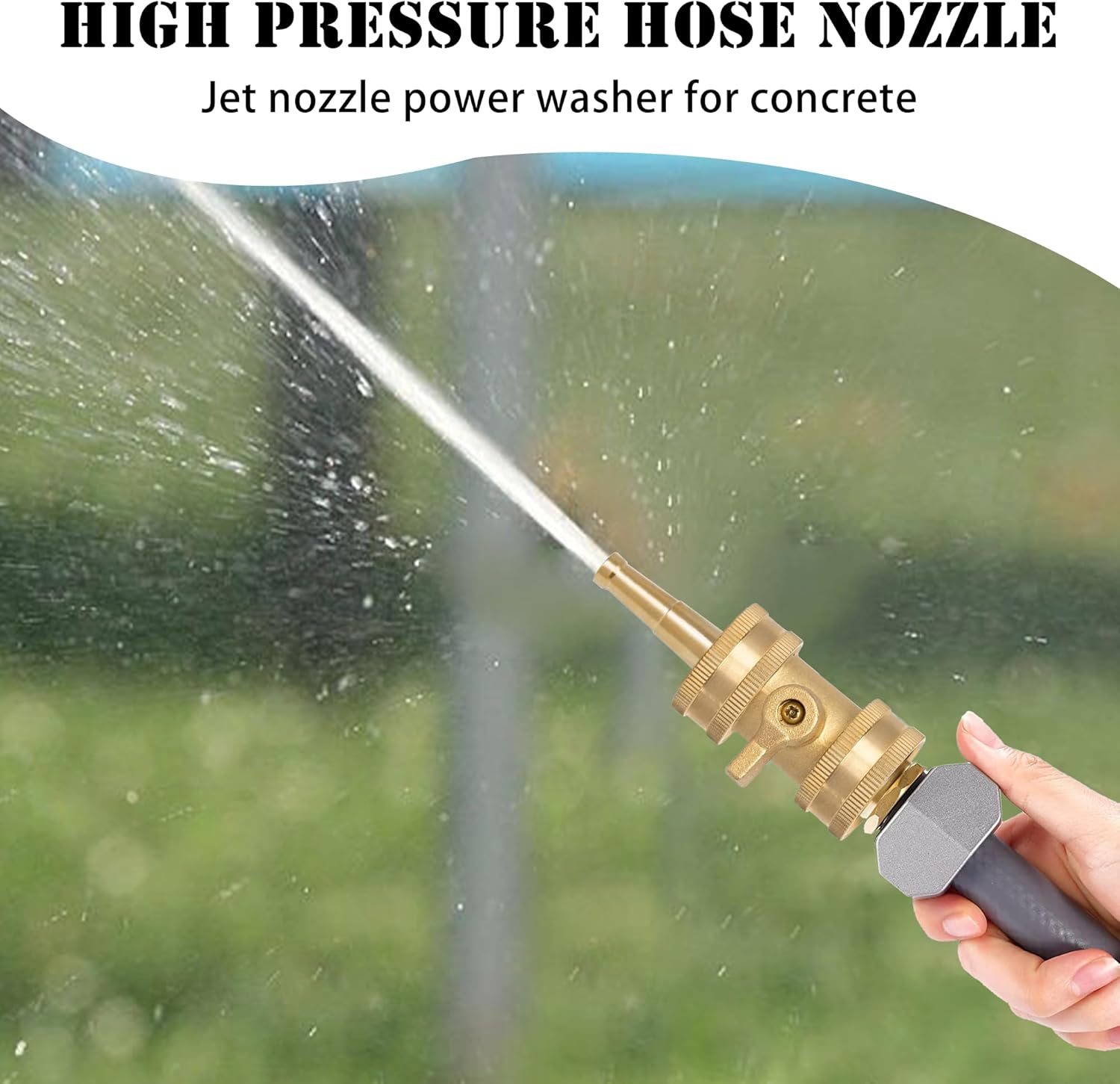 2 Set Heavy Duty Brass Hose Nozzle, Pressure Jet Nozzle with Hose Shutoff Valve, 3/4