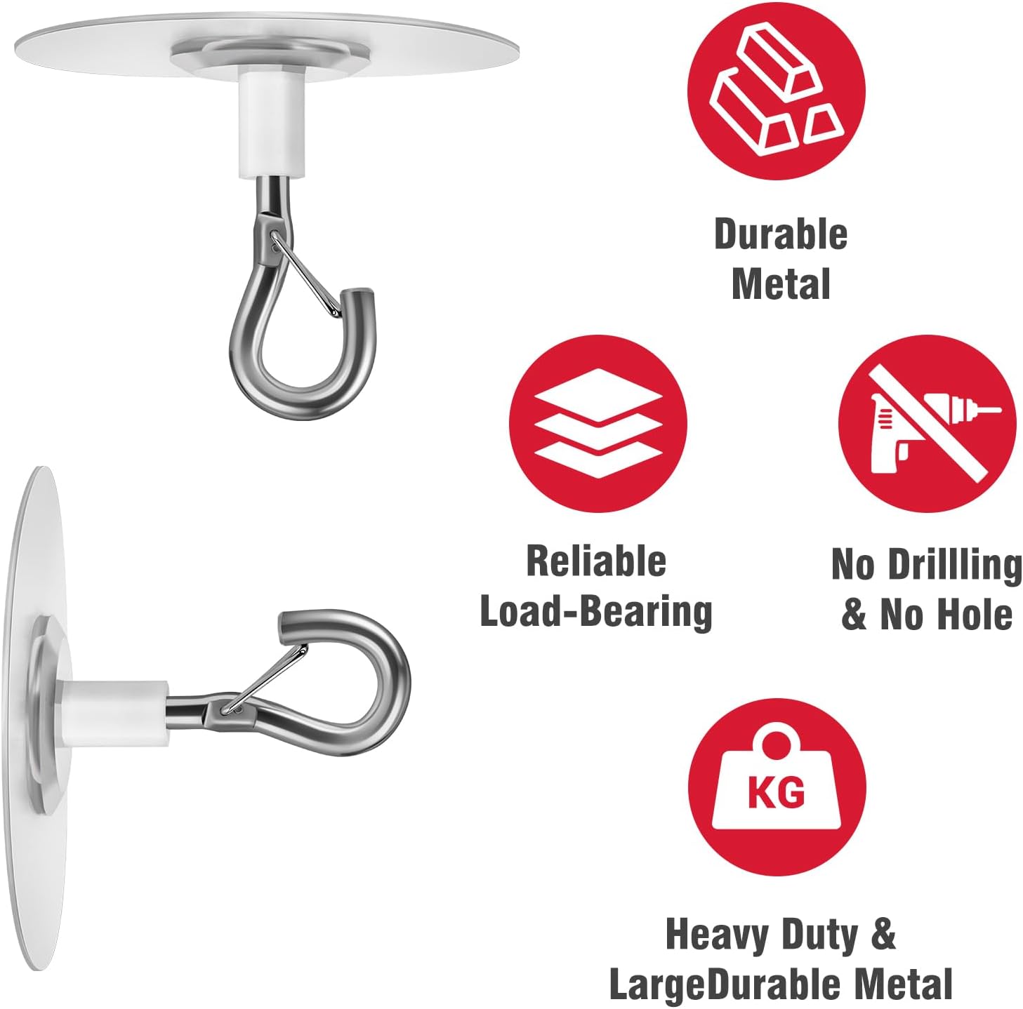 12 Pcs No Hole Adhesive Ceiling Hooks No Drill Ceiling Hanging Hook for Hanging Light Plants Lanterns Wind Chime Hanger Sticky Eye Hooks for Baby Mobile Curtain - Image 2