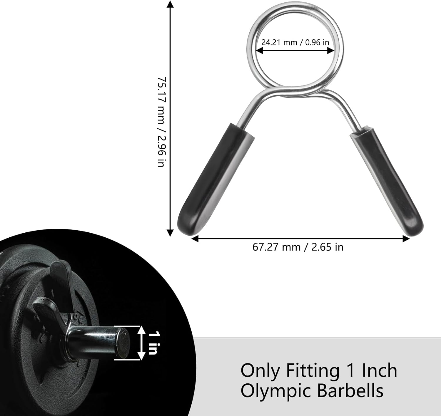 Spring Clip Collars 1 Inch Olympic Barbell Clamps Dumbbell Clips Weight Bar Clips for Weightlifting, Powerlifting, Strength Training - Image 2