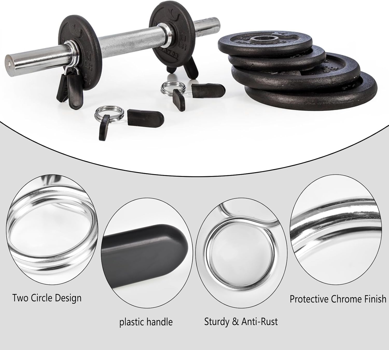 Spring Clip Collars 1 Inch Olympic Barbell Clamps Dumbbell Clips Weight Bar Clips for Weightlifting, Powerlifting, Strength Training - Image 3