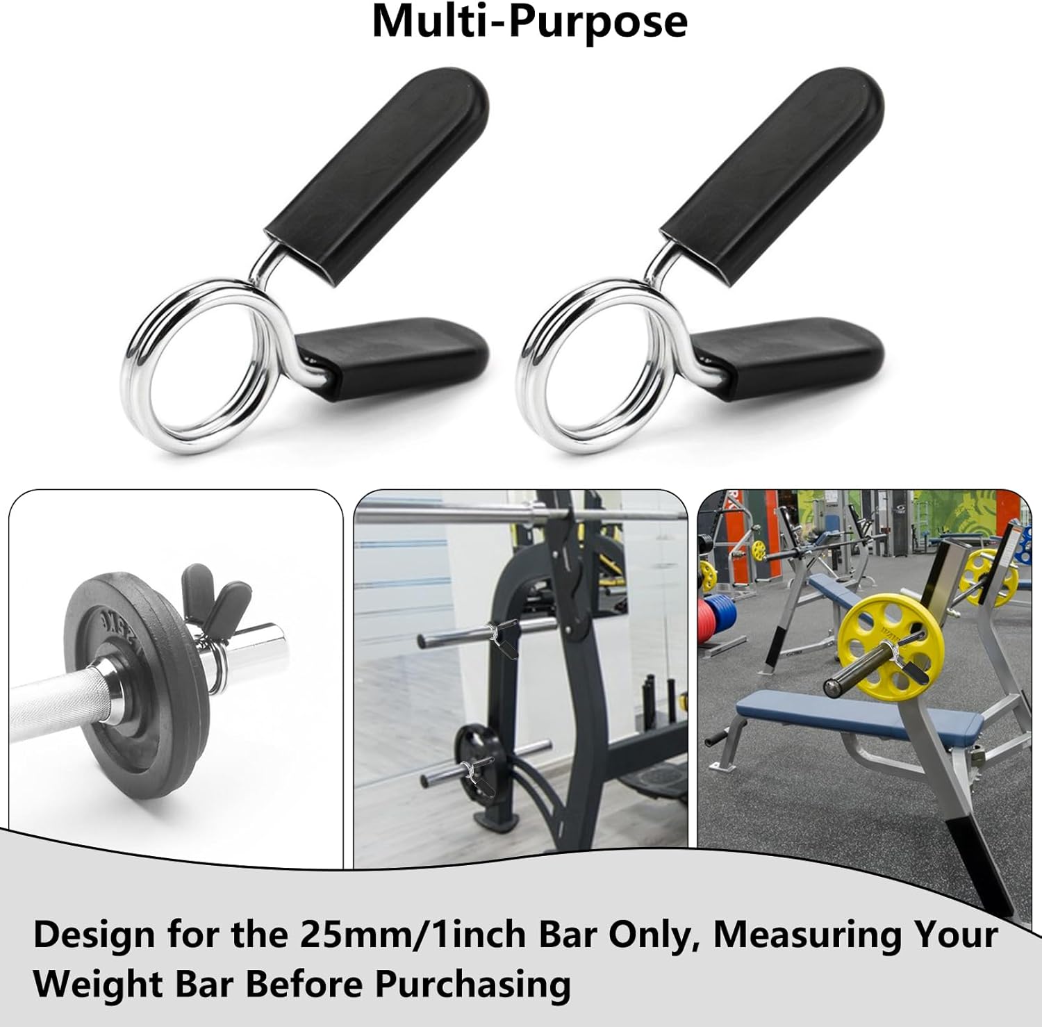 Spring Clip Collars 1 Inch Olympic Barbell Clamps Dumbbell Clips Weight Bar Clips for Weightlifting, Powerlifting, Strength Training - Image 4