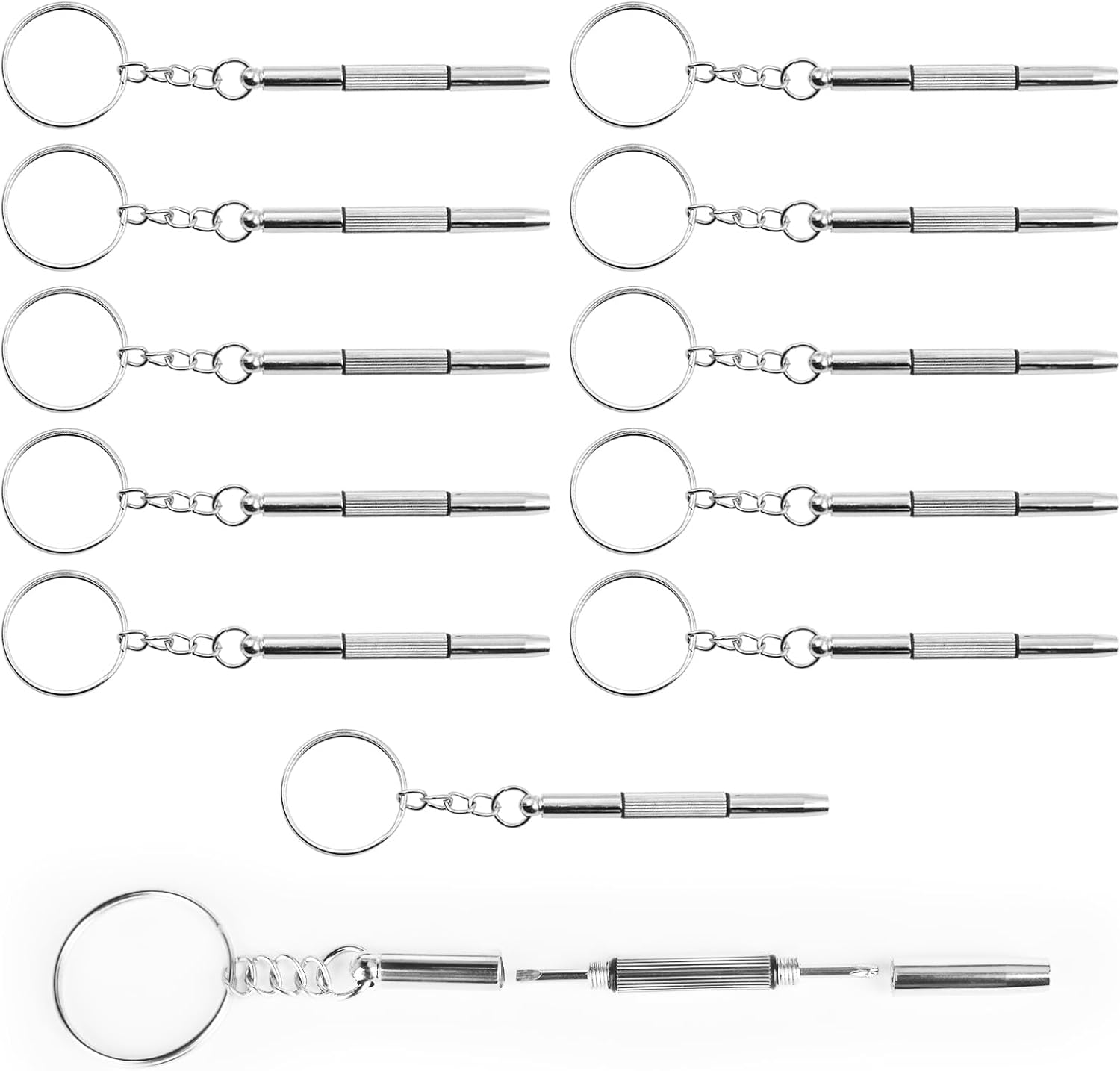12 Pcs Keychain Eyeglass Screwdriver 3 in 1 Screwdriver Key Steel Eyeglass Screwdriver Eyeglass Screwdriver Repair Kit with Keychain Portable Screwdriver Hand Tools - Image 1