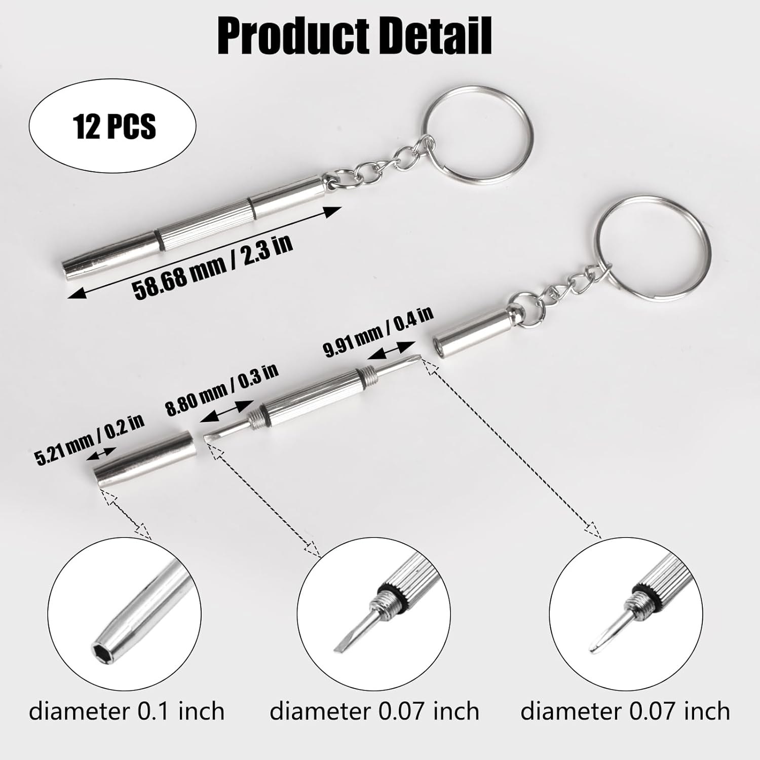 12 Pcs Keychain Eyeglass Screwdriver 3 in 1 Screwdriver Key Steel Eyeglass Screwdriver Eyeglass Screwdriver Repair Kit with Keychain Portable Screwdriver Hand Tools - Image 2