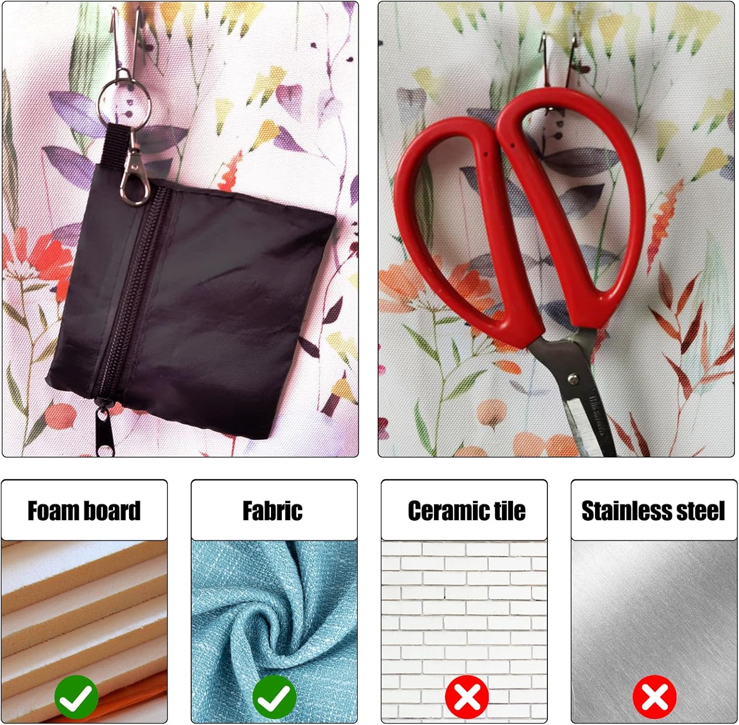 60Pcs Fabric Panel Wall Hooks Panel Wall Wire Hooks Cubicle Hooks for Fabric Walls at Office, Kitchen, Home Shelf, Picture, Key Hanging Accessories - Image 4
