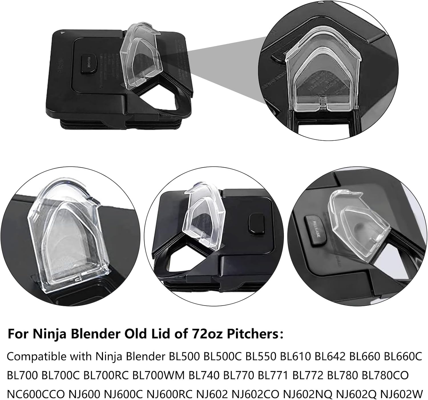 Pour Spout Cover for Ninja Blender Lid Replacement - 72 oz Pitcher Flap Spout Cover Replacement Parts for NJ600 BL610 BL740 BL700 - Image 2