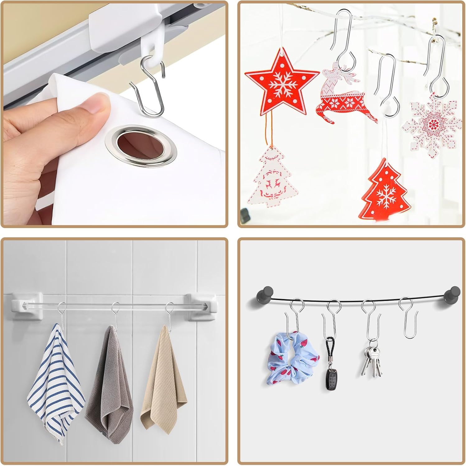 S-Shaped Small Metal Curtain Hooks - 60 Pcs Drapery Hooks for Ceiling Track - Image 7