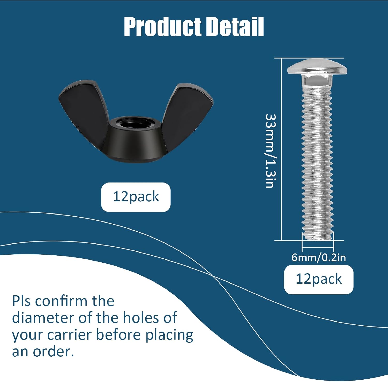 M6 Pet Carrier Fasteners Kennel Replacement Bolts for Plastic Cat Crate and Dog Crate Dog Kennel Accessories Cat Cage Carrier Parts(12 Set) - Image 2