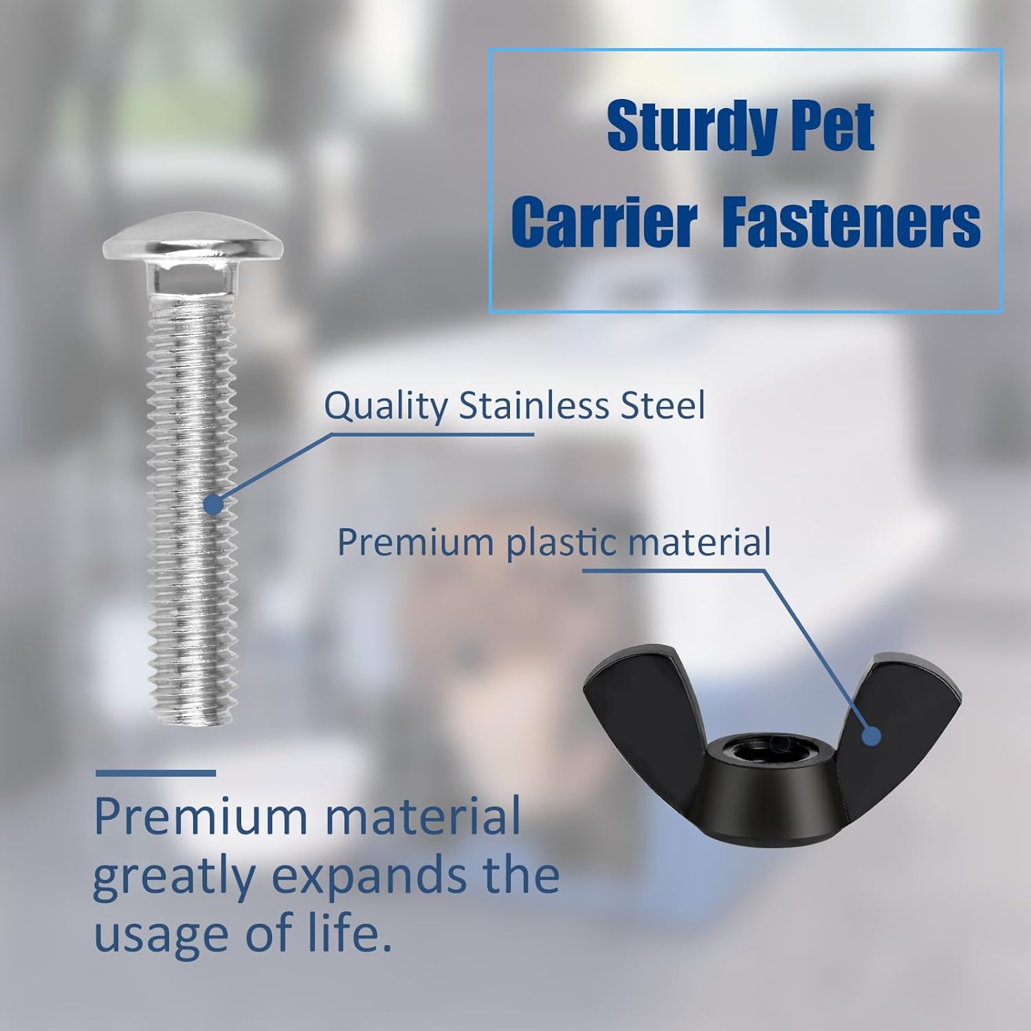 M6 Pet Carrier Fasteners Kennel Replacement Bolts for Plastic Cat Crate and Dog Crate Dog Kennel Accessories Cat Cage Carrier Parts(12 Set) - Image 3