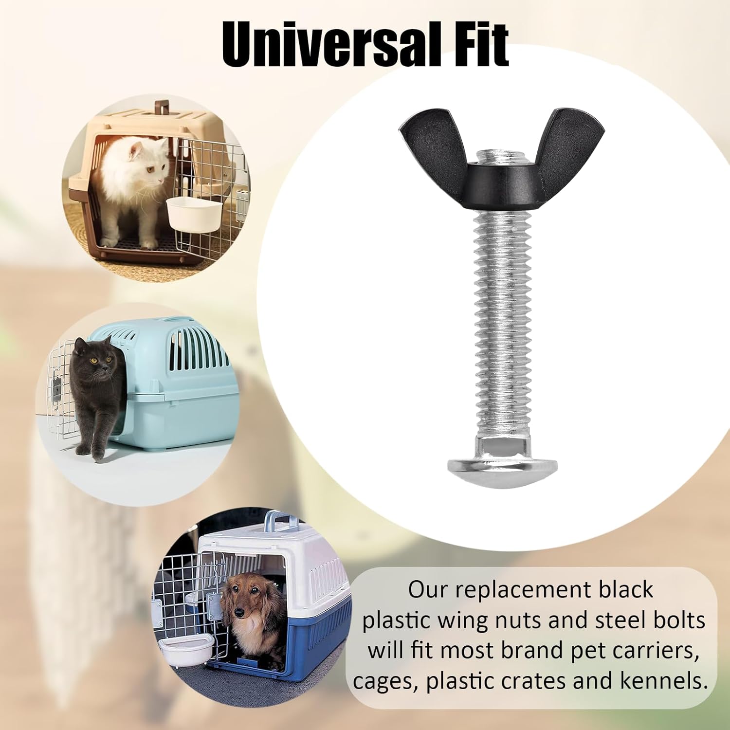 M6 Pet Carrier Fasteners Kennel Replacement Bolts for Plastic Cat Crate and Dog Crate Dog Kennel Accessories Cat Cage Carrier Parts(12 Set) - Image 4