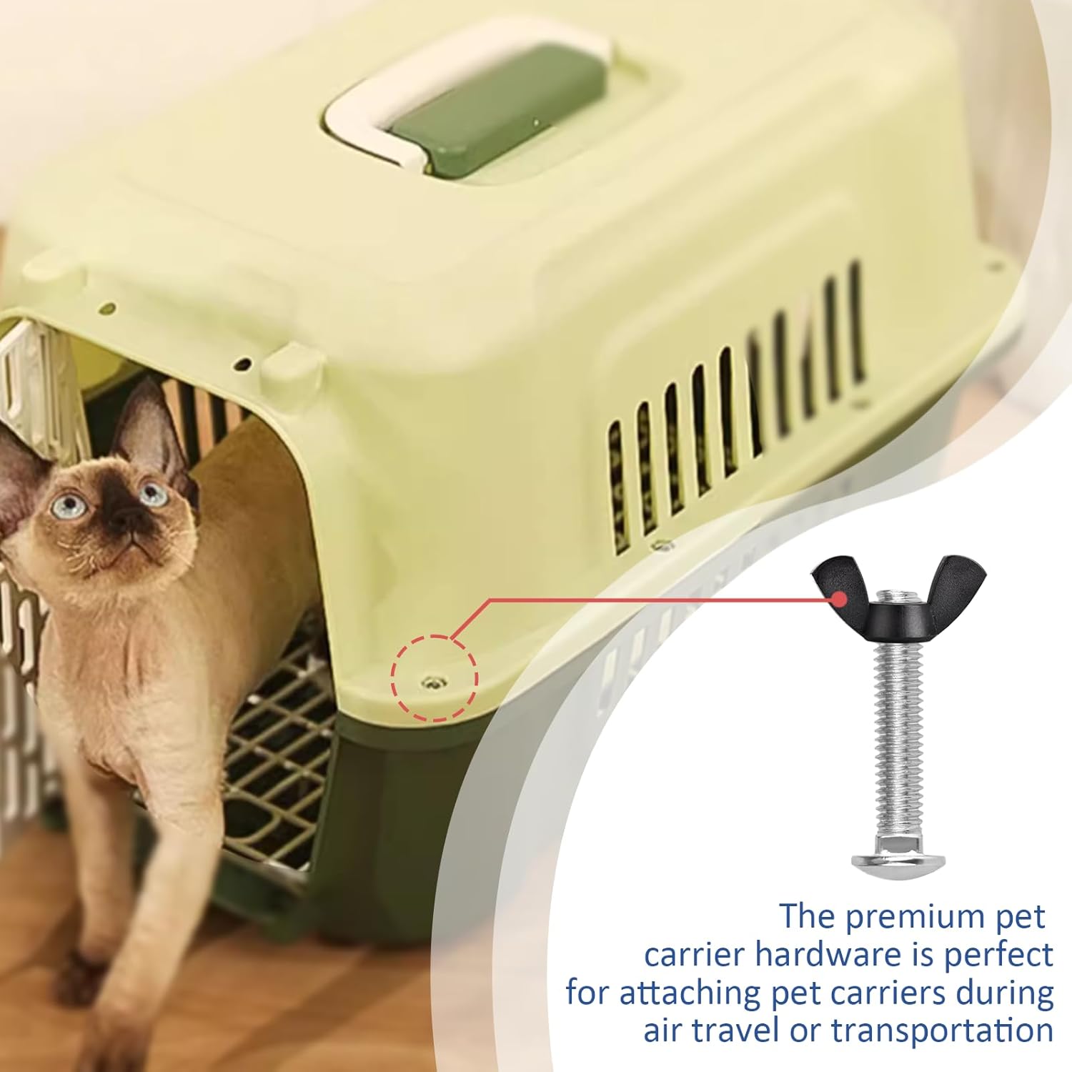 M6 Pet Carrier Fasteners Kennel Replacement Bolts for Plastic Cat Crate and Dog Crate Dog Kennel Accessories Cat Cage Carrier Parts(12 Set) - Image 5