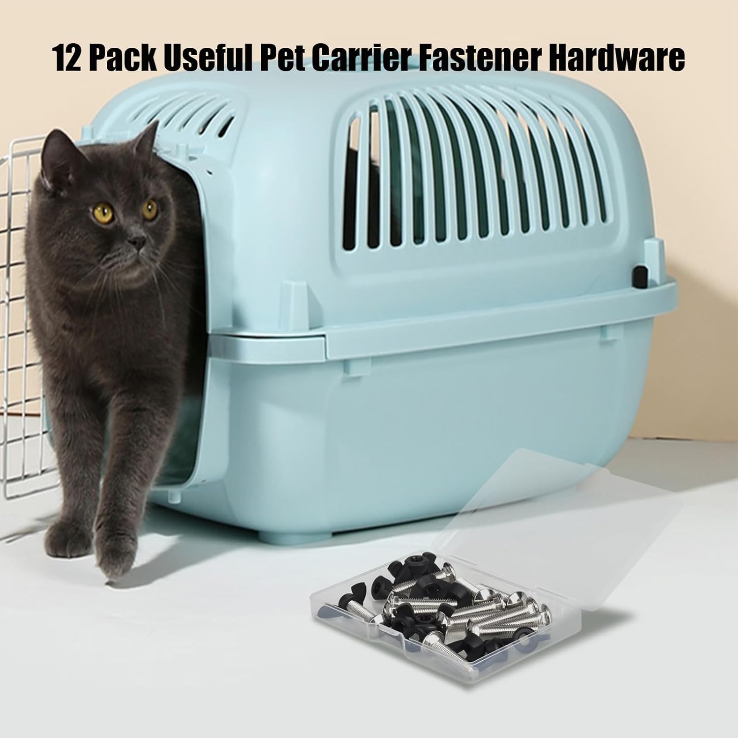 M6 Pet Carrier Fasteners Kennel Replacement Bolts for Plastic Cat Crate and Dog Crate Dog Kennel Accessories Cat Cage Carrier Parts(12 Set) - Image 7