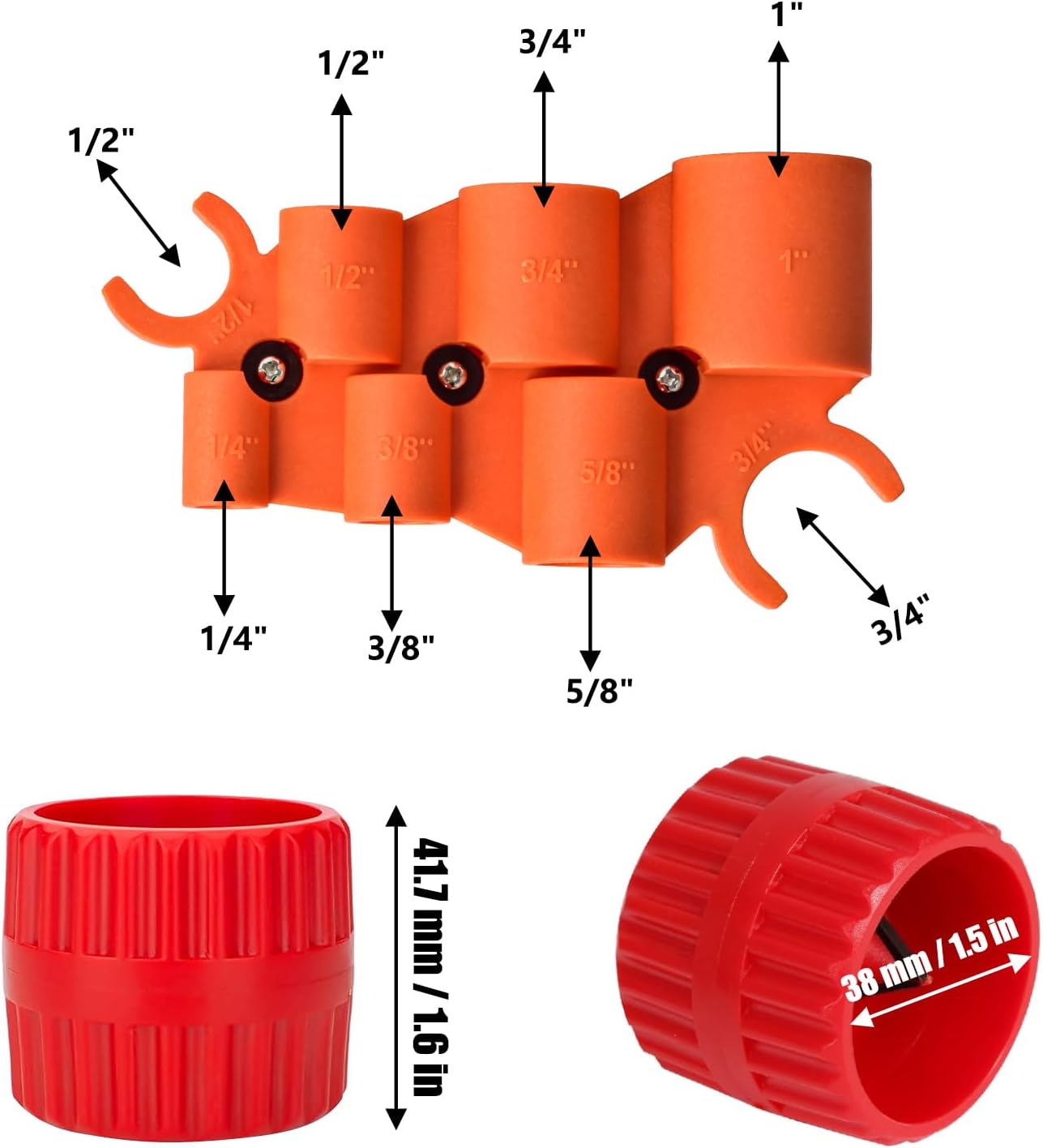 1/4 Inch to 1 Depth Gauge and Pipe Deburring Tool Kit 2 Pack Inner-Outer Reamer Pipe Tubing Chamfer Tool Copper Reamer for PVC, PPR, Copper, Brass, Aluminum Pipe - Image 2