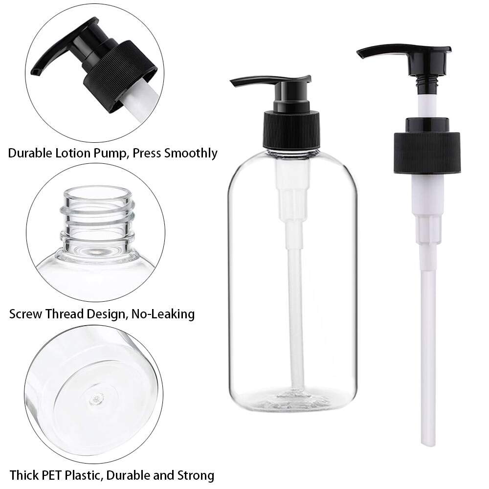 Empty Plastic Pump Bottles Dispenser 4 Pack 16oz/500ml Portable Clear BPA-Free Cylinder Shampoo Loti Hand Pump Bottle Durable Refillable Ctainers - Image 5