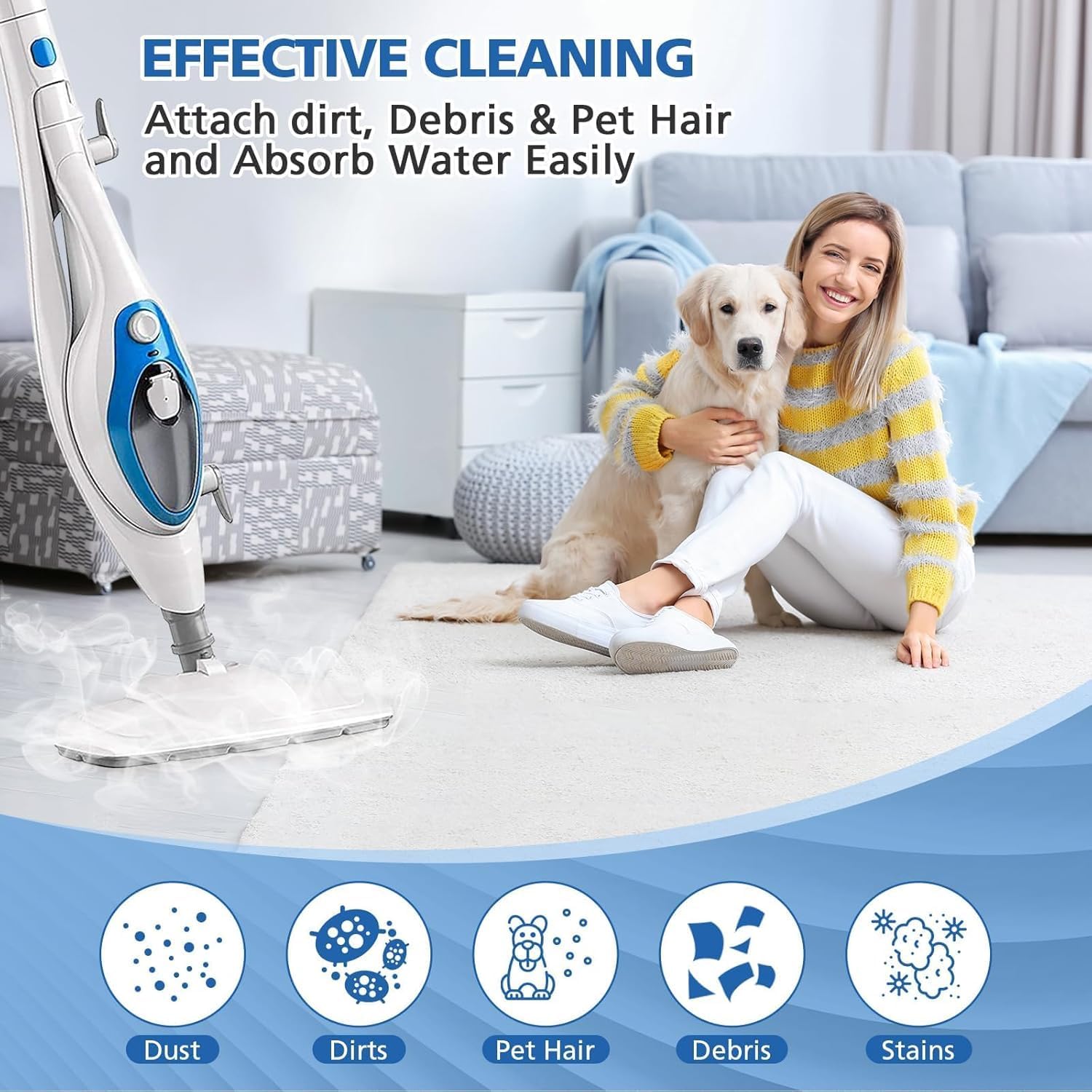 6 Pack Replacement Steam Mop Pads Compatible for PurSteam ThermaPro 10-in-1 - Image 7