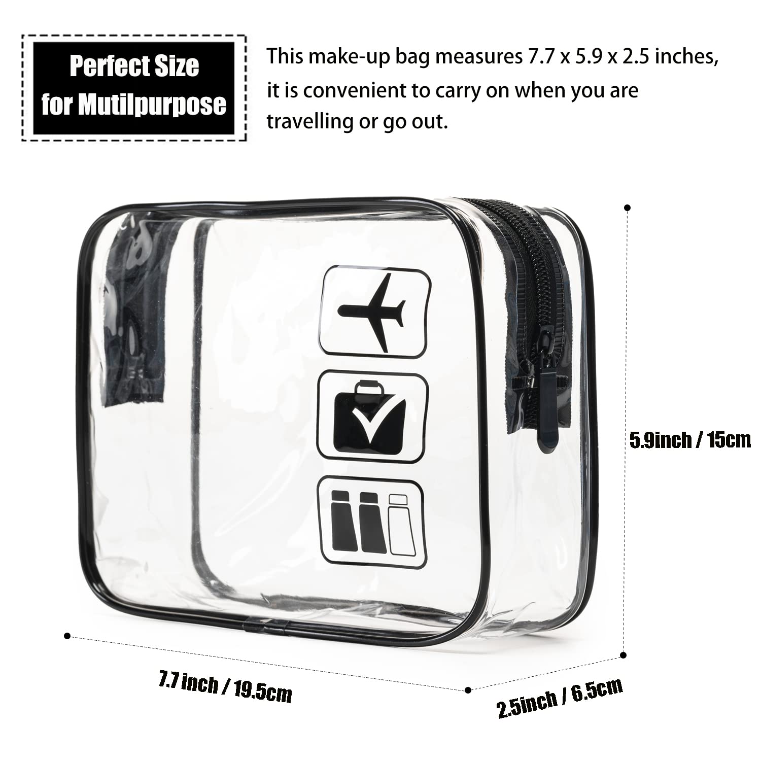MODENGKGJIAN TSA Approved Toiletry Bag, 3 Pcs Clear Toiletries Bags Quart Size Travel Makeup Cosmetic Bag for Women Men, Carry  Airport Airline Compliant Bag (Black) - Image 3