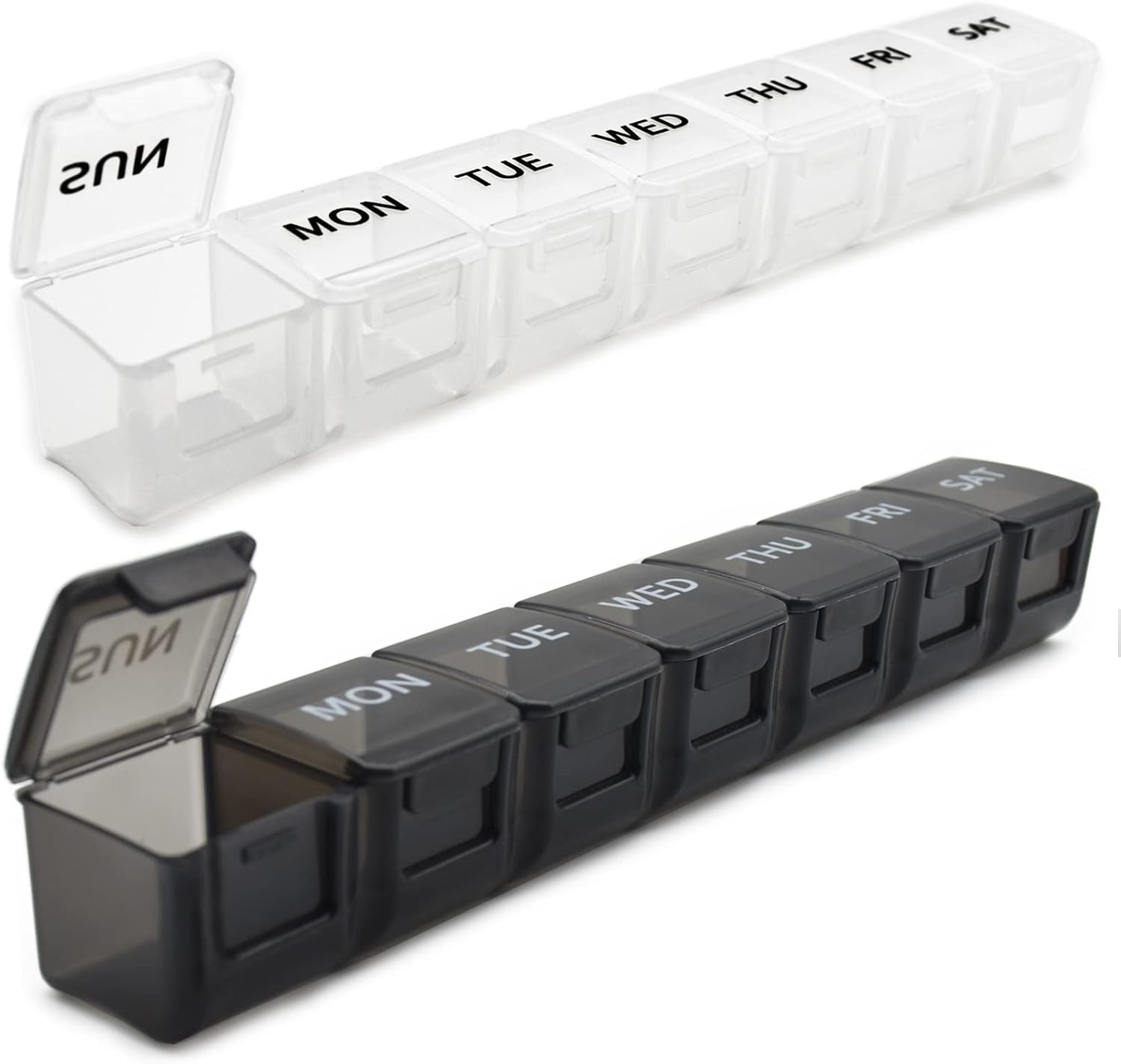 7 Pack TSA Approved Travel Luggage Tag and 2 Pack Weekly Pill Organizer - Image 1